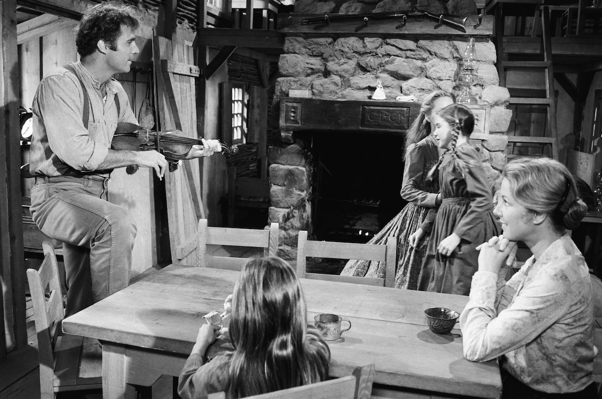 Gil Gerard as Chris Nelson, Lindsay or Sydney Greenbush as Carrie Ingalls, Melissa Gilbert as Laura Ingalls Wilder, Karen Grassle as Caroline Quiner Holbrook Ingalls in.'Little House on the Prairie'