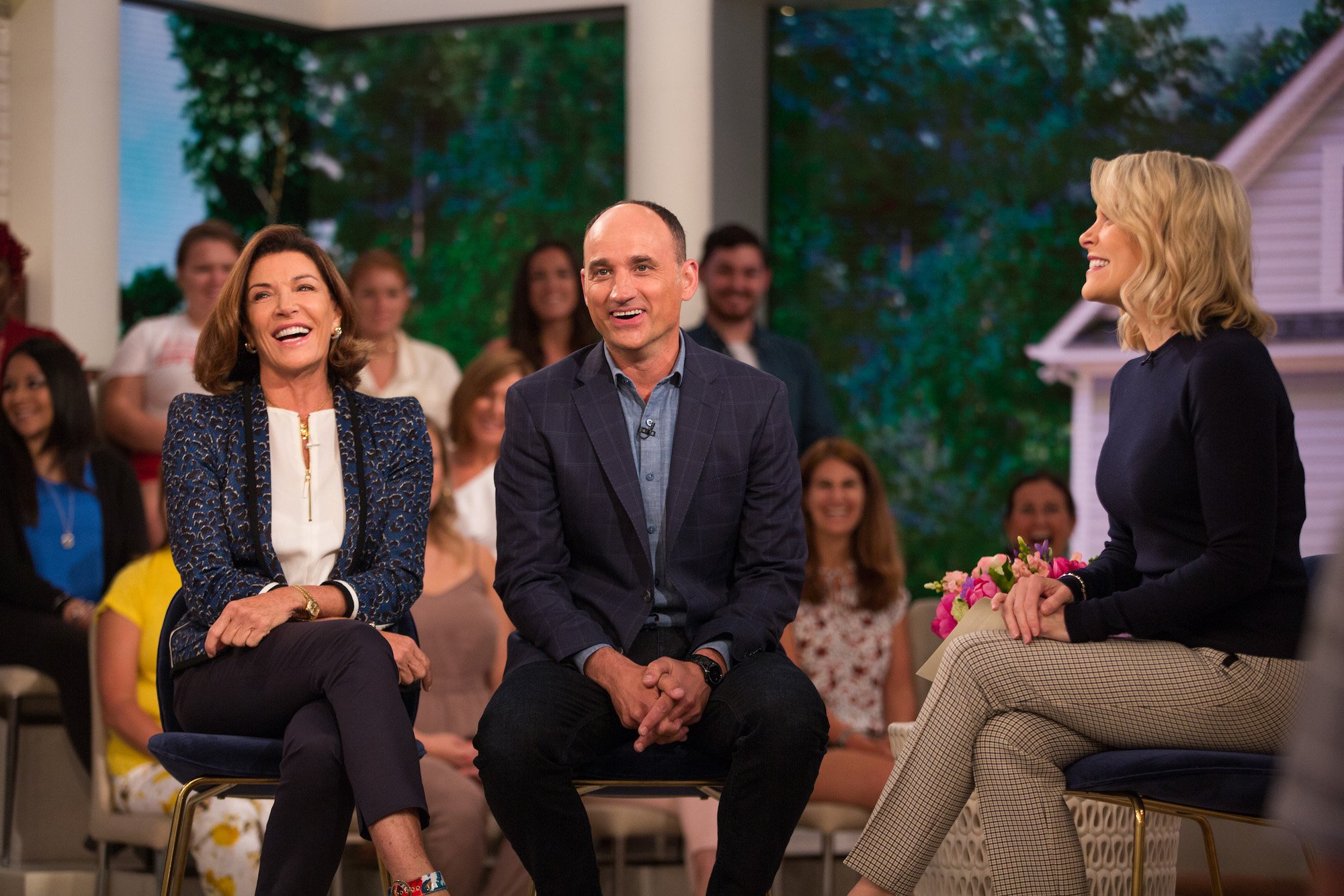 (L-R) Hilary Farr, David Visentin and Megyn Kelly laughing on 'Megyn Kelly Today'