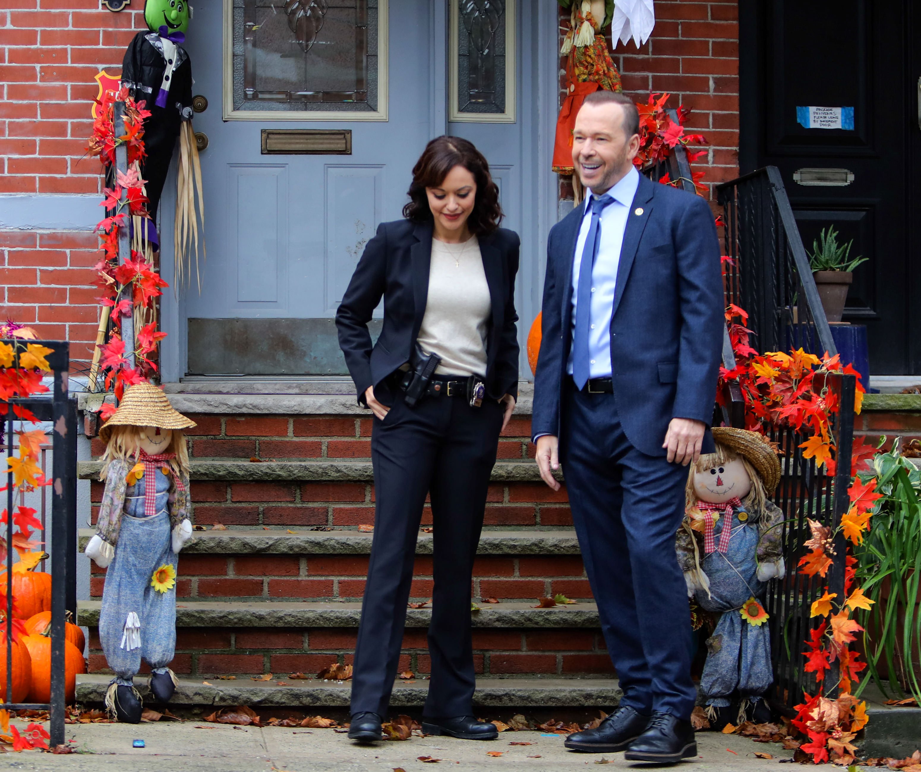 Marisa Ramirez and Donnie Wahlberg on the set of 'Blue Bloods' | Jose Perez/Bauer-Griffin/GC Images