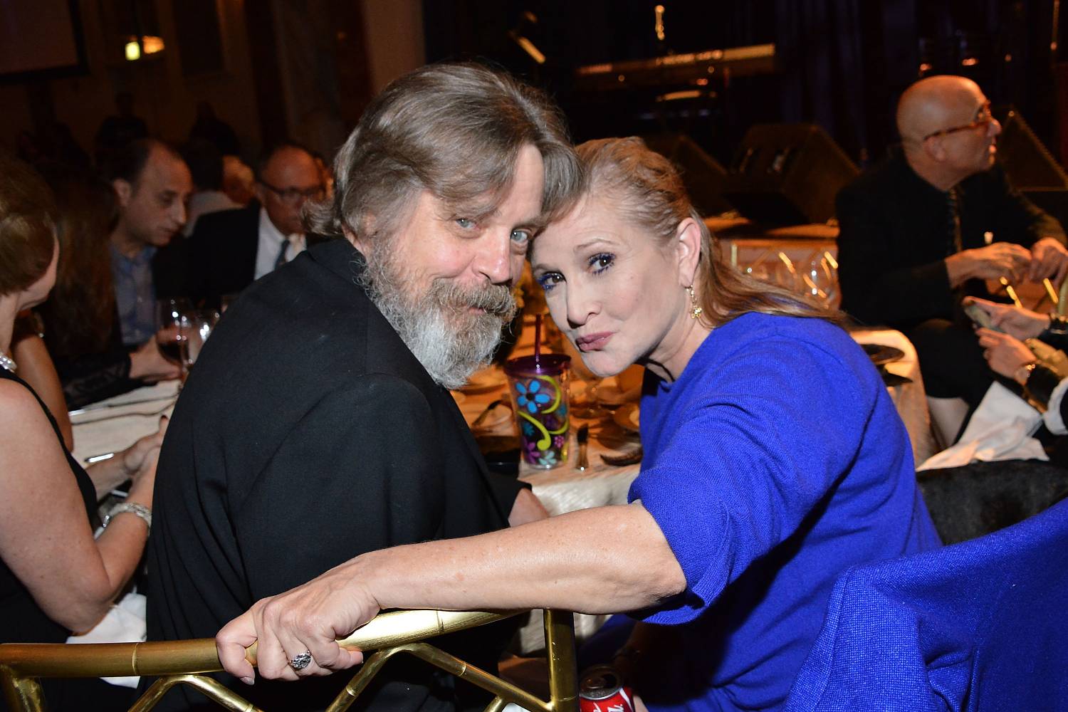 Mark Hamill and Carrie Fisher attend the Midnight Mission's 100 year anniversary Golden Heart Gala held at the Beverly Wilshire Four Seasons Hotel on September 30, 2014 in Beverly Hills, California.