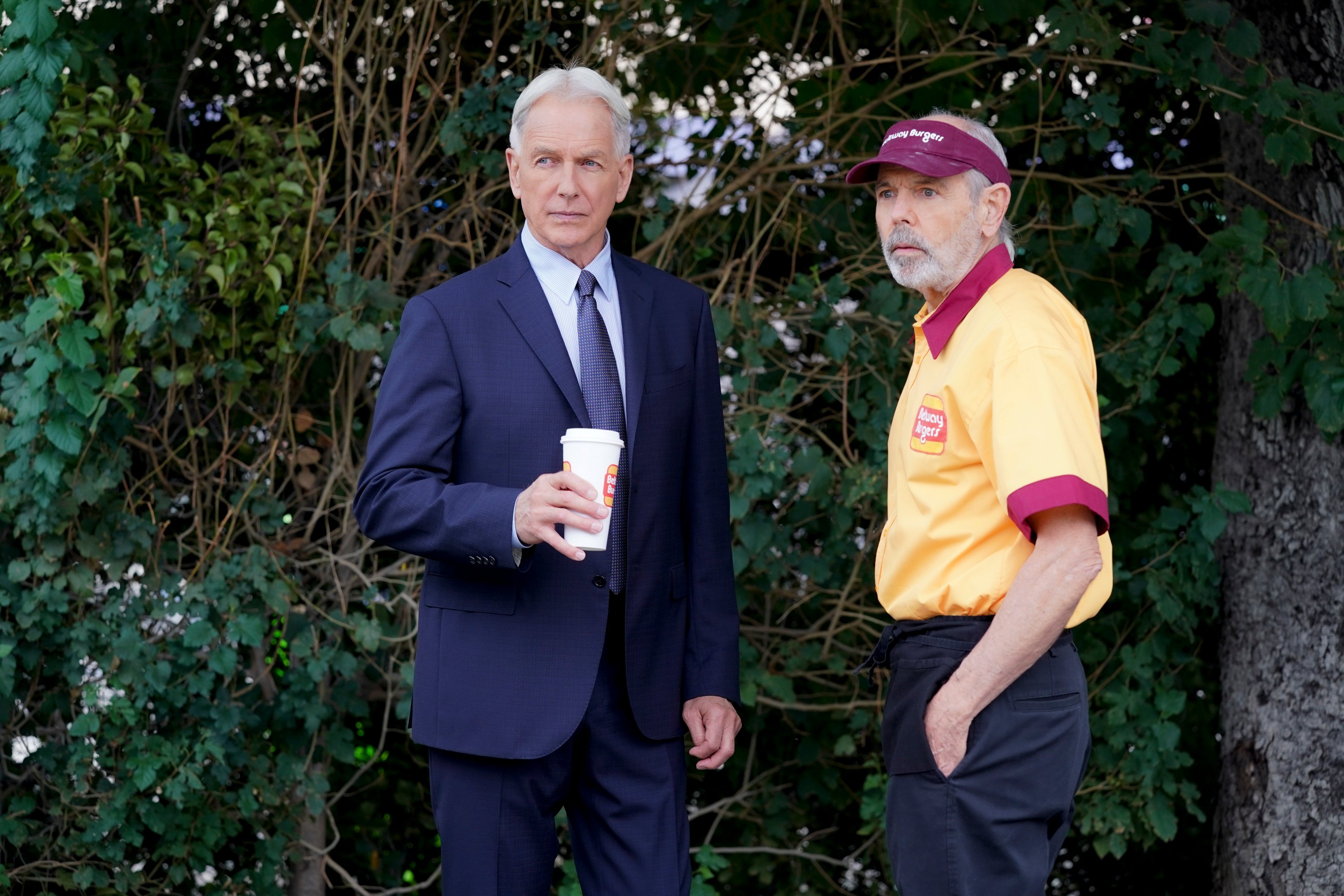 Mark Harmon and Joe Spano on the set of NCIS | Sonja Flemming/CBS via Getty Images