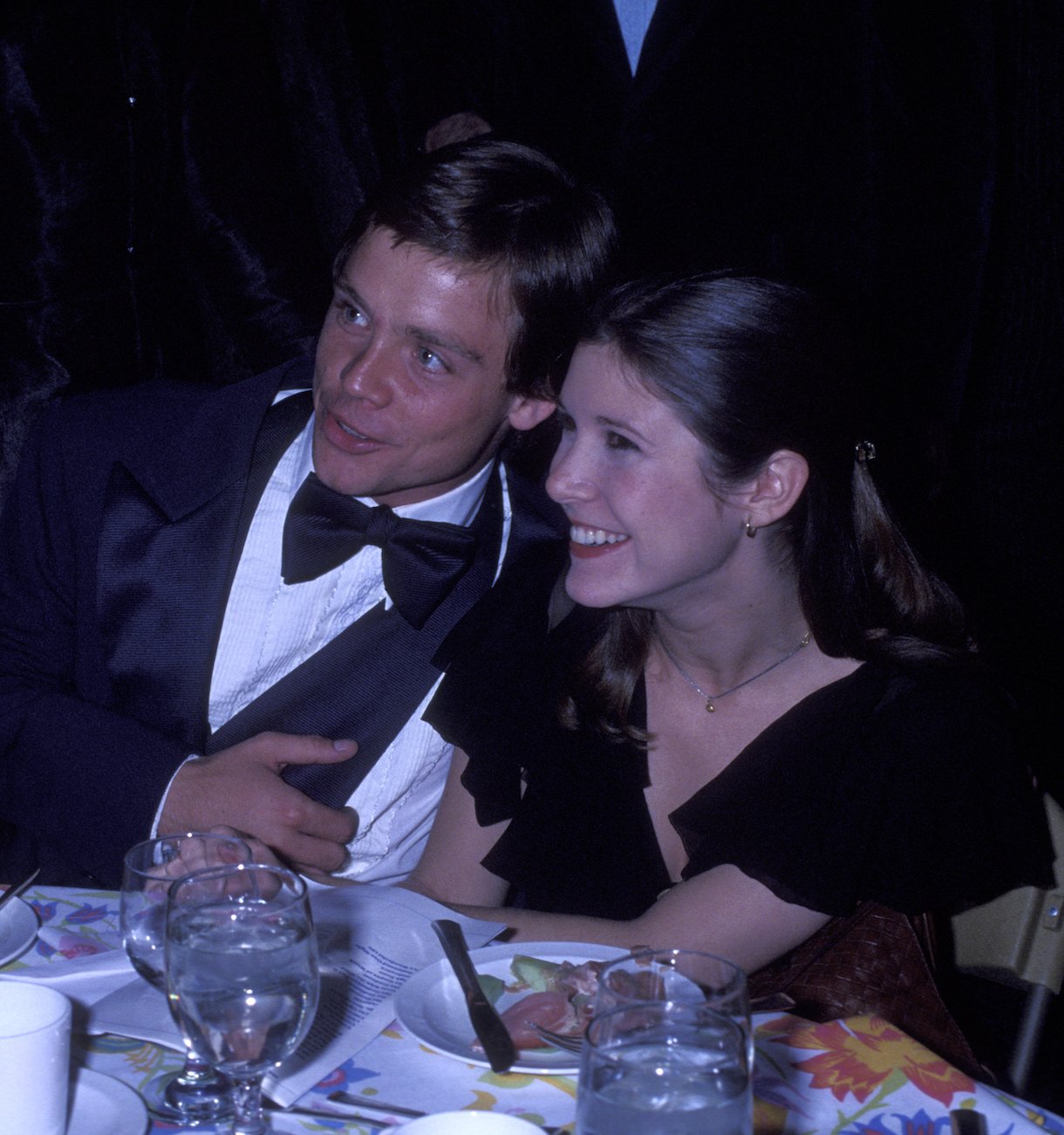 Mark Hamill and Carrie Fisher attend 10th Anniversary Party for American Film Institute Gala on November 17, 1977