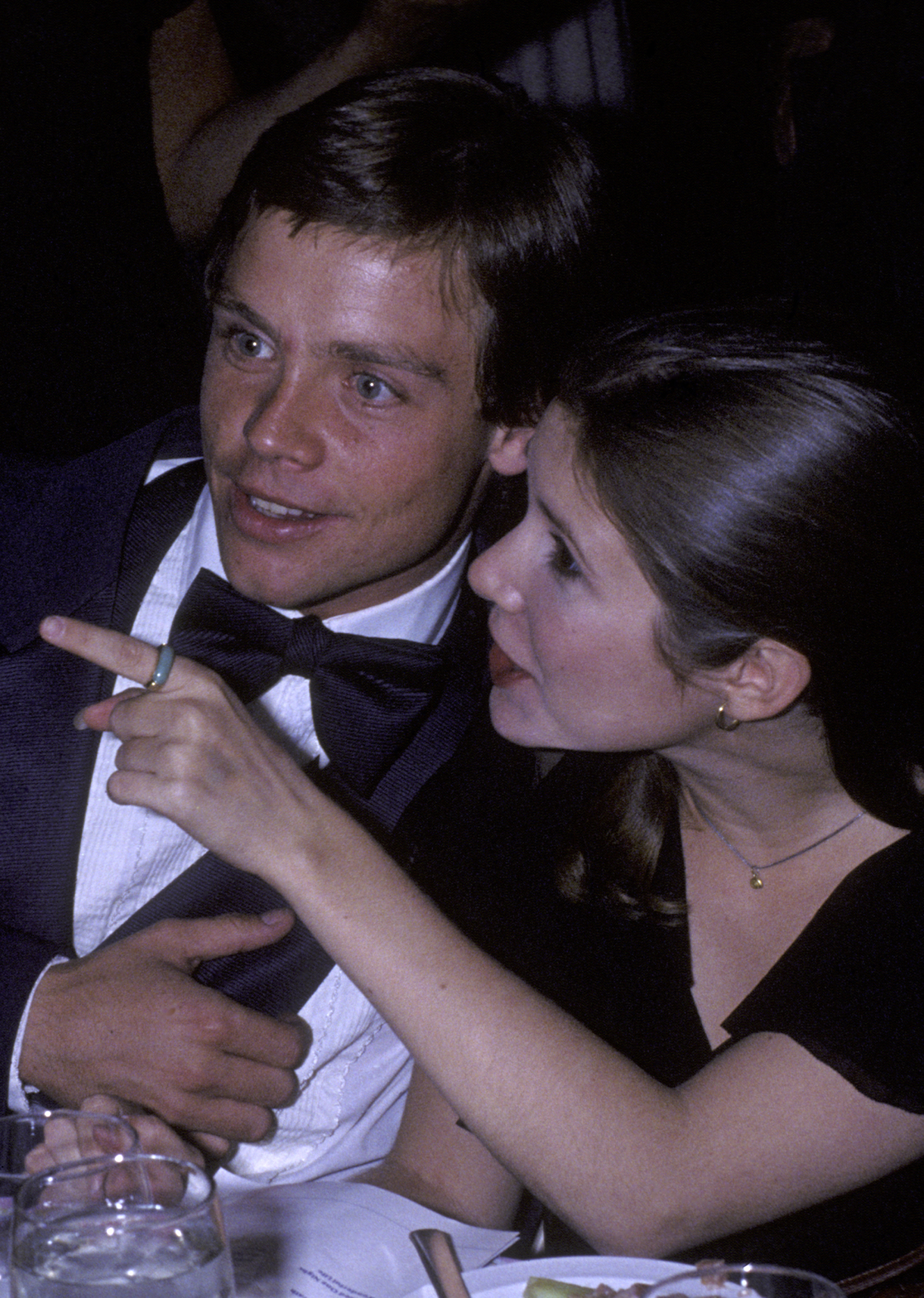 Mark Hamill and Carrie Fisher attend 10th Anniversary Party for American Film Institute Gala on November 17, 1977