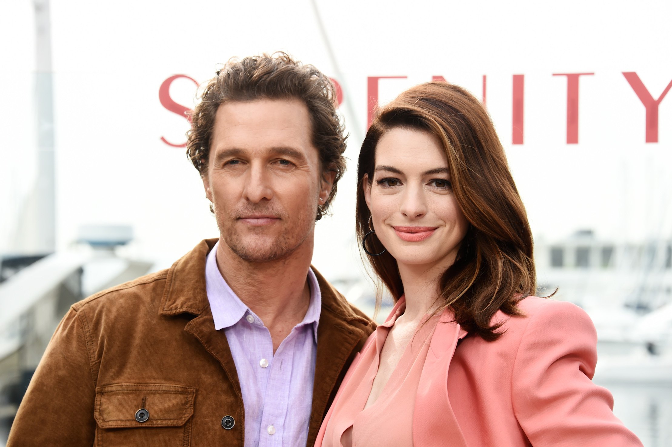 Matthew McConaughey and Anne Hathaway attend the Aviron Pictures 'Serenity' photo call