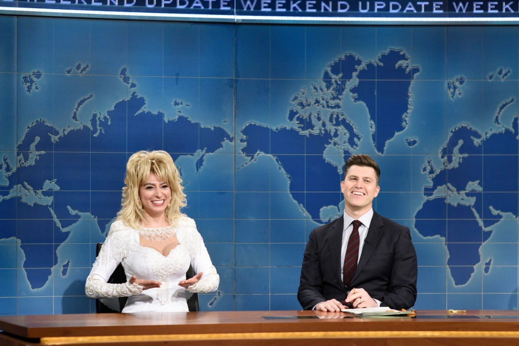SNL cast member Melissa Villasenor playing Dolly Parton on Weekend Update