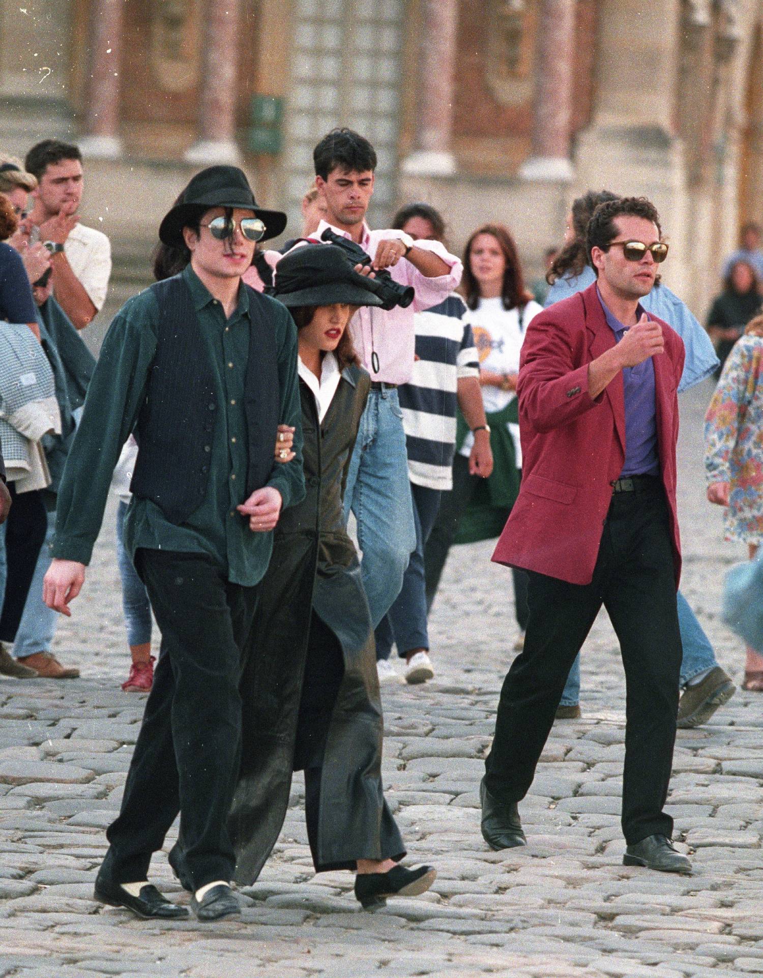 Michael Jackson and wife Lisa Marie Presley in 1995 at Versailles, France.