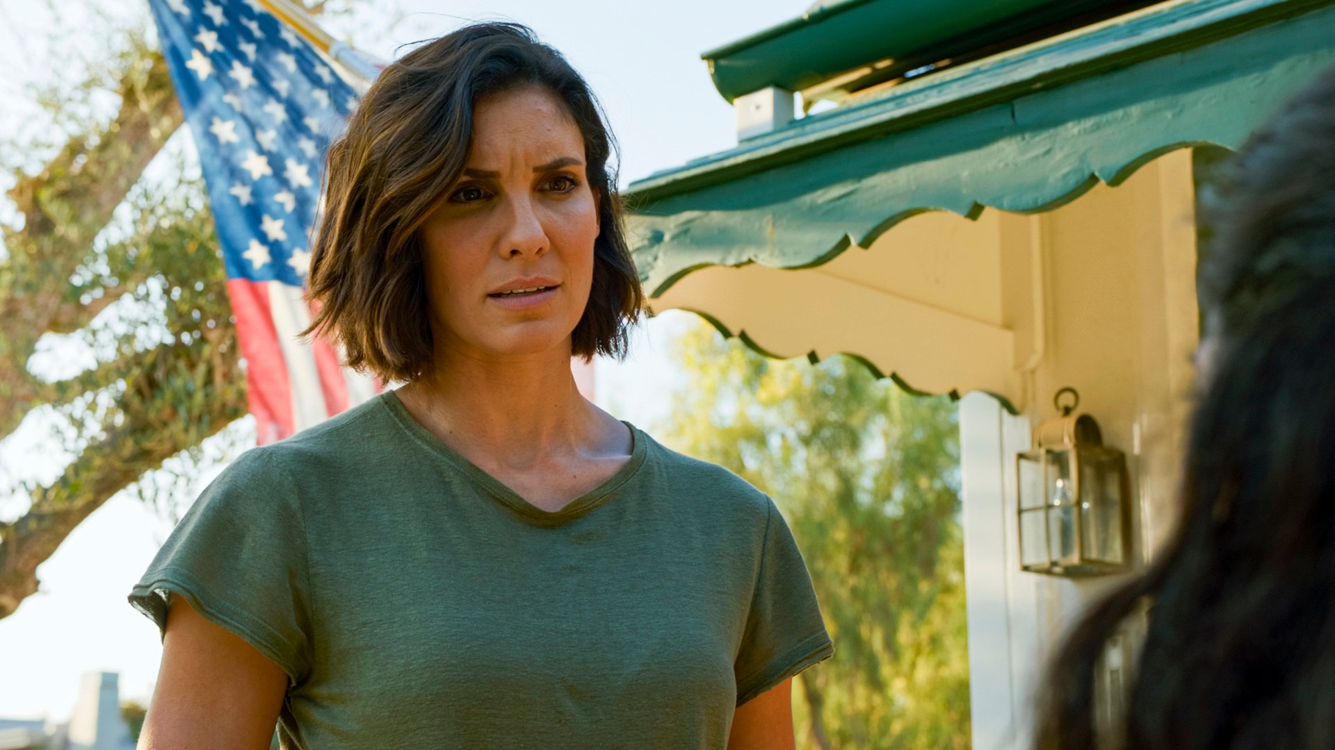Daniela Ruah on the set of NCIS: Los Angeles | CBS via Getty Images