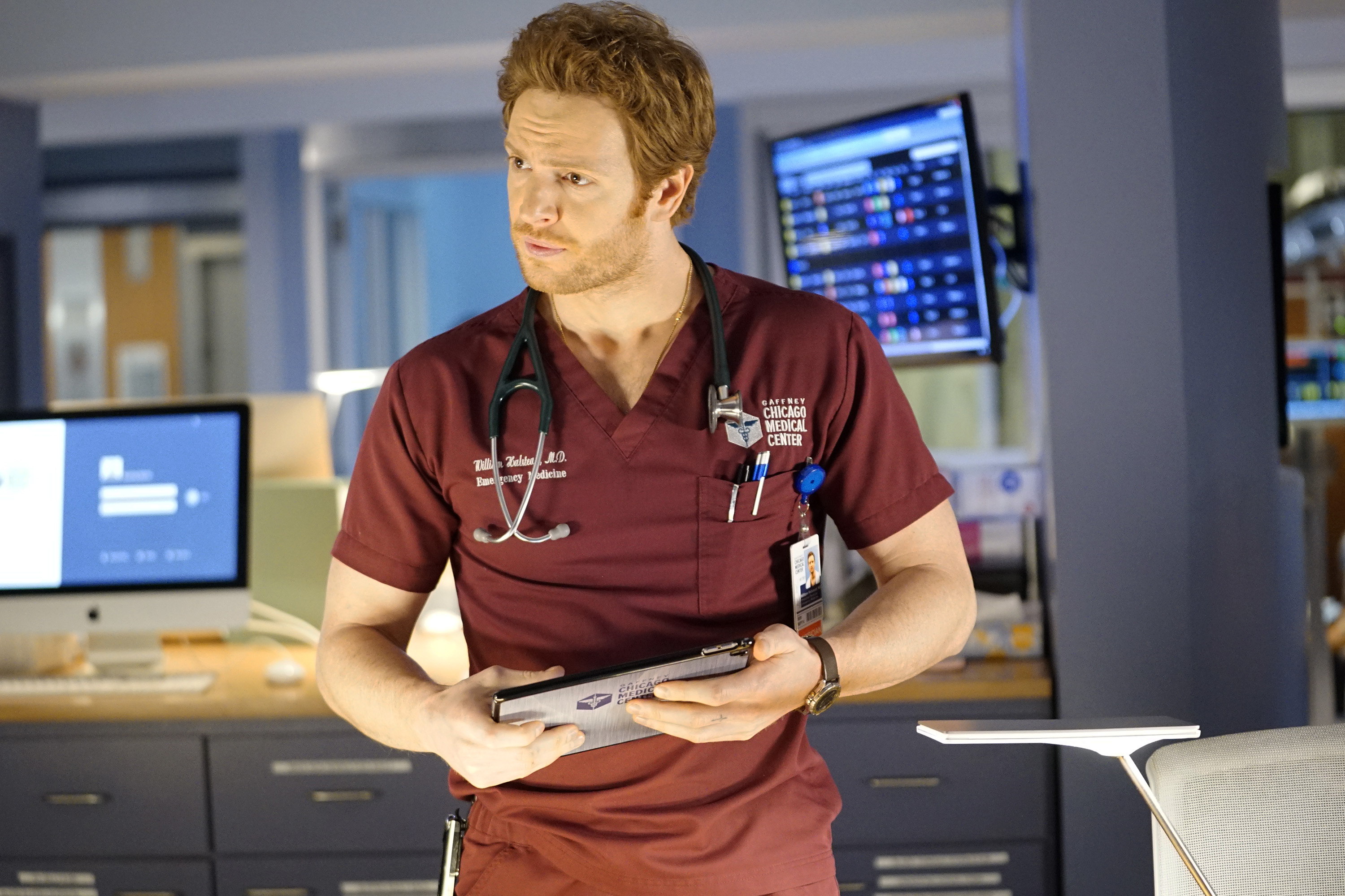Nick Gehlfuss on the set of Chicago Med | Elizabeth Sisson/NBCU Photo Bank/NBCUniversal via Getty Images via Getty Images