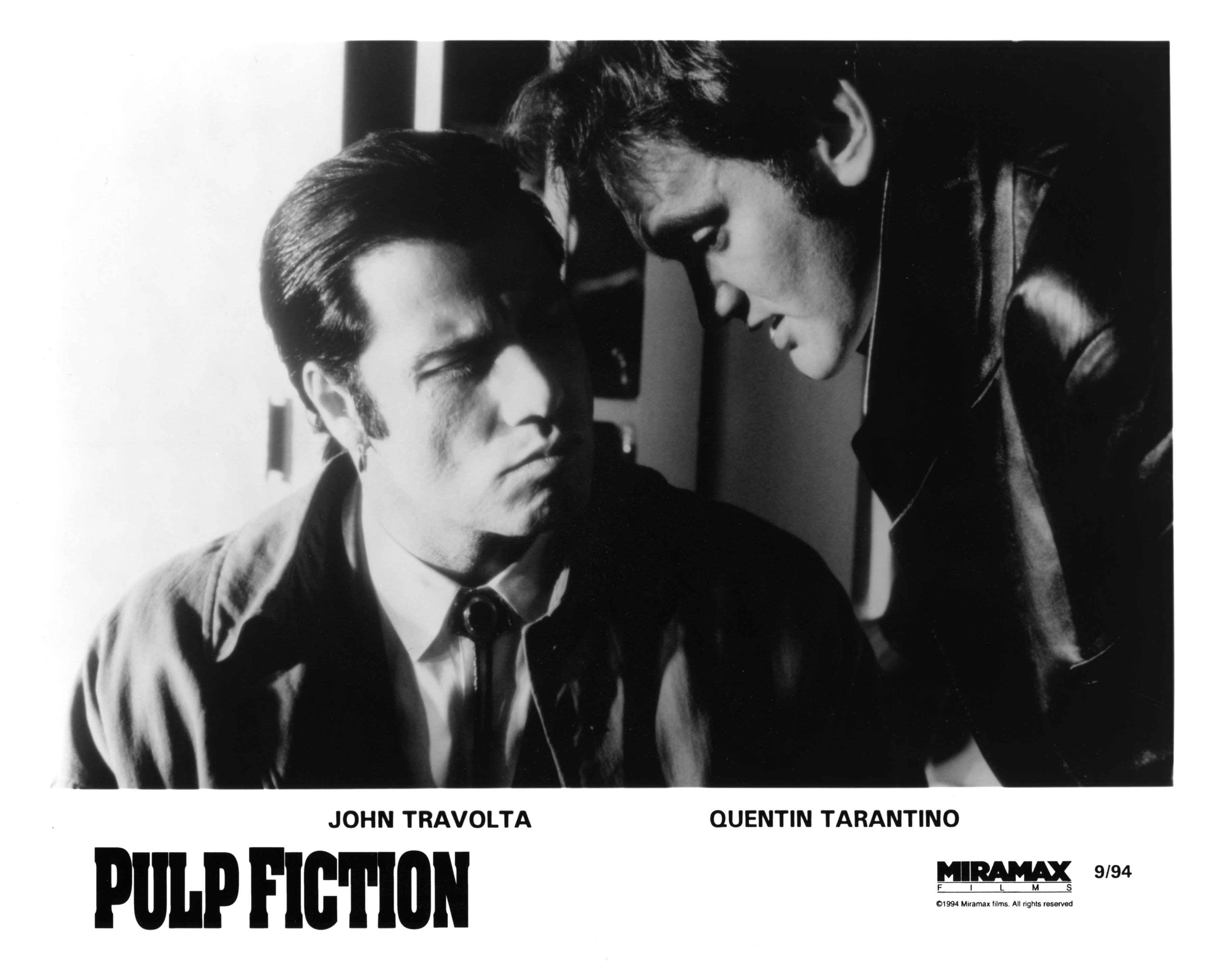 John Travolta and Quentin Tarantino in a still for 'Pulp Fiction'