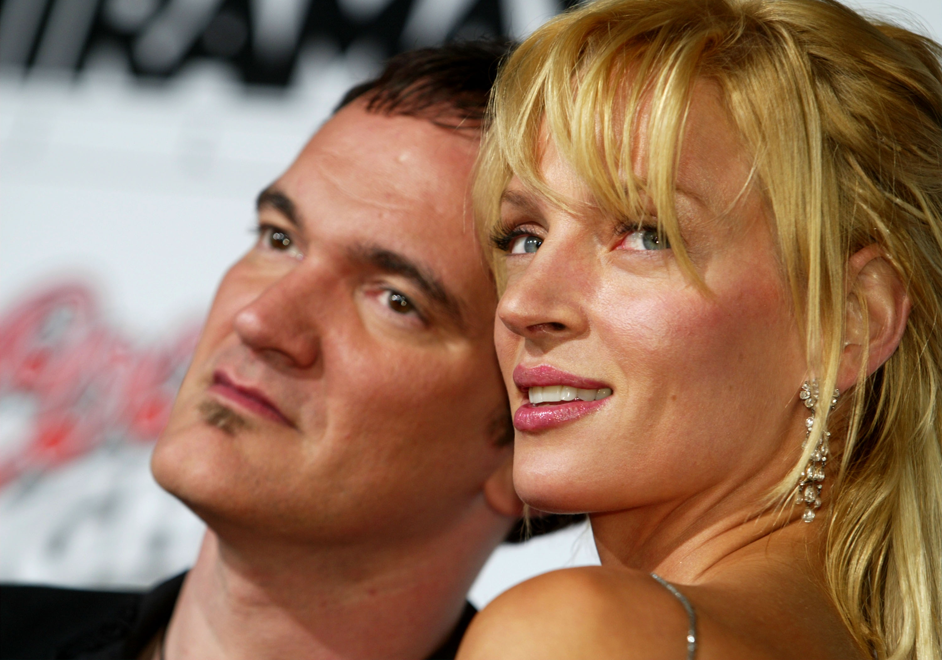 Quentin Tarantino and Uma Thurman at the premiere of 'Kill Bill Volume 1'