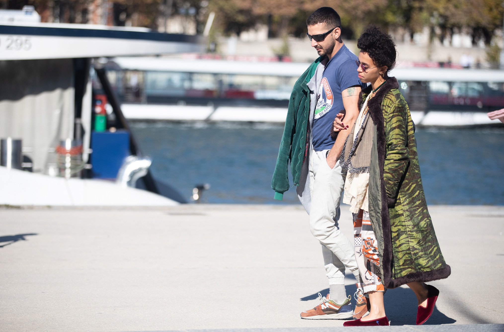 Shia LaBeouf and FKA Twigs are spotted on the Seine river on Sept. 30, 2018