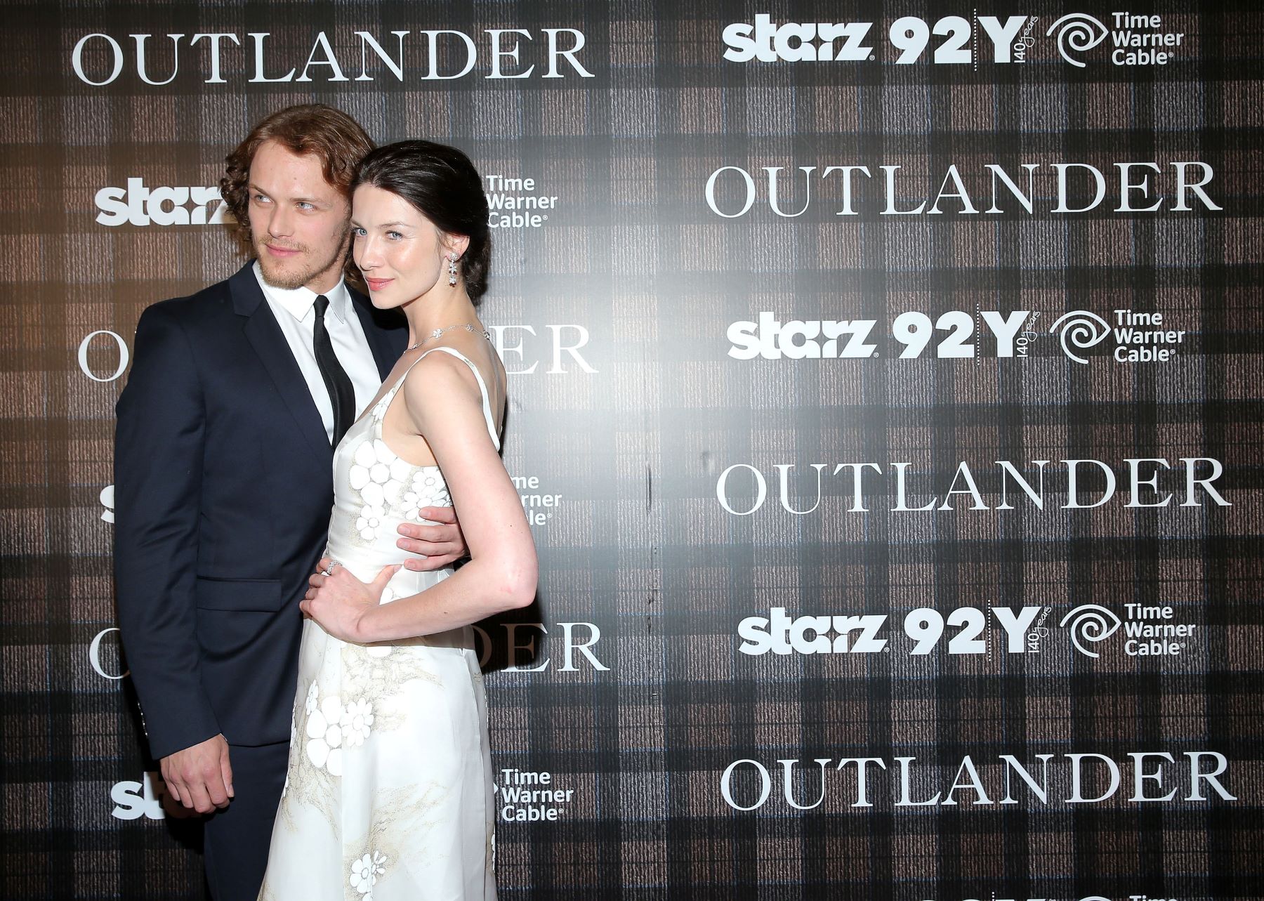 Sam Heughan and Caitriona Balfe promoting 'Outlander'