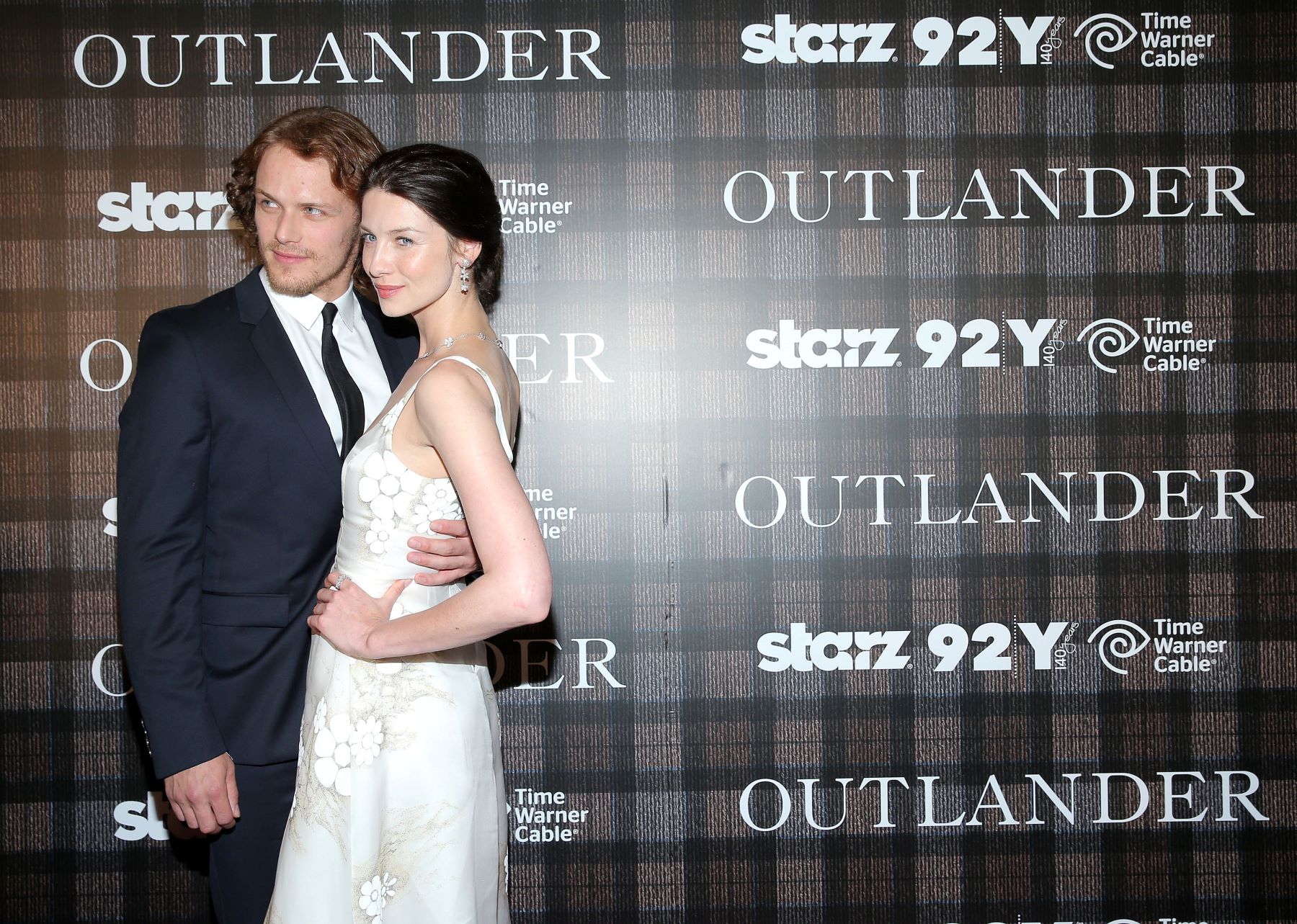 Sam Heughan and Caitriona Balfe promoting 'Outlander'