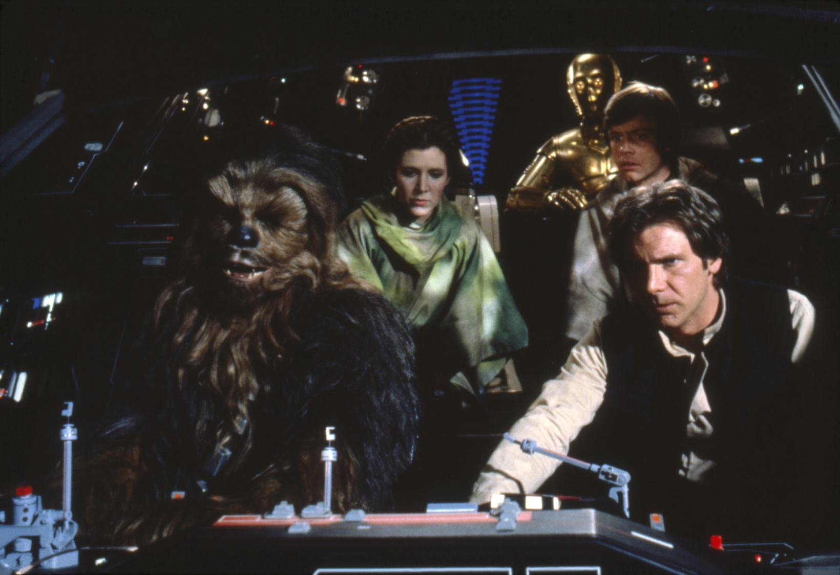 The cast on the set of 'Star Wars: Episode VI - Return of the Jedi' 