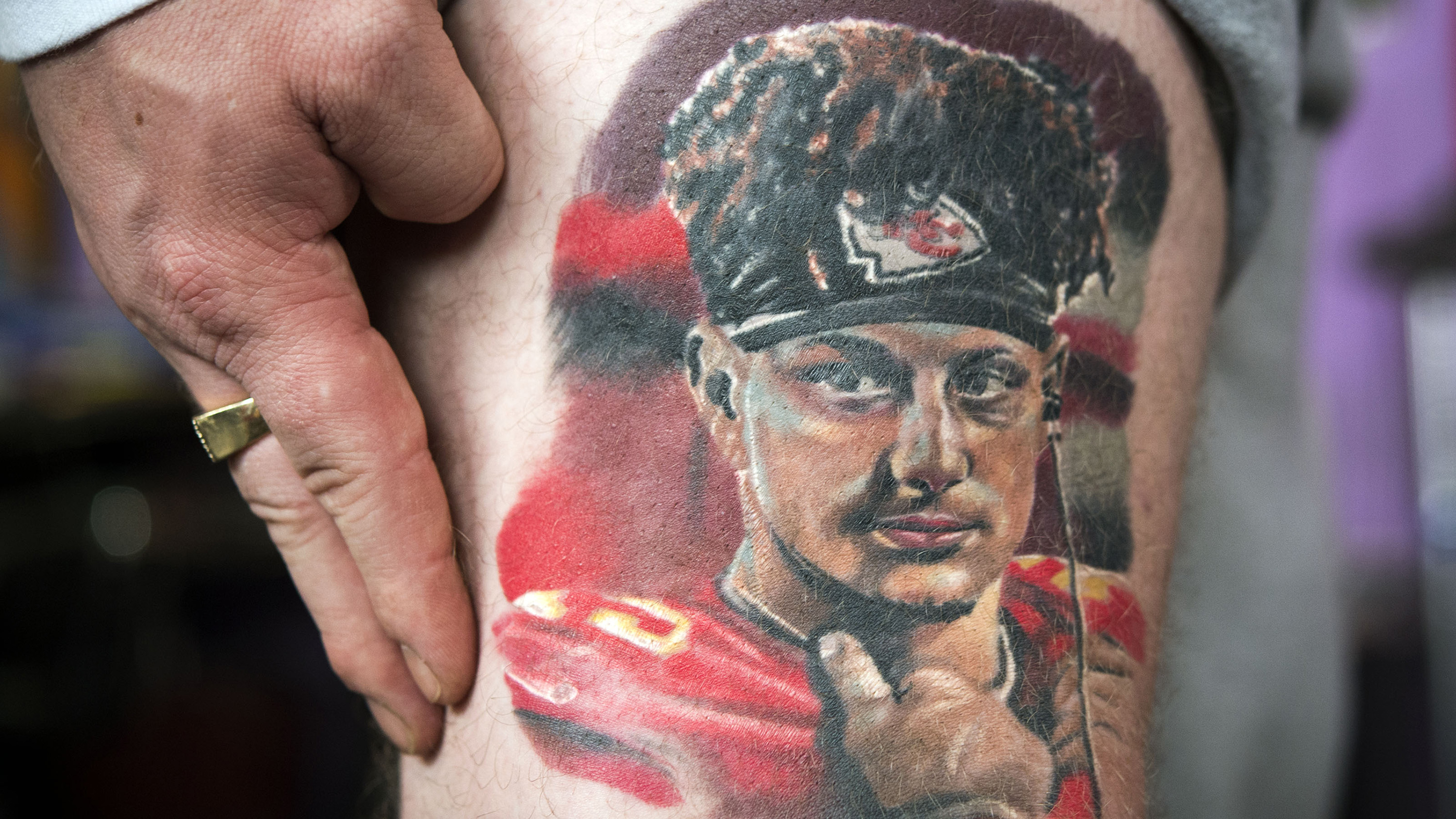 Tattoo of Chiefs quarterback Patrick Mahomes.