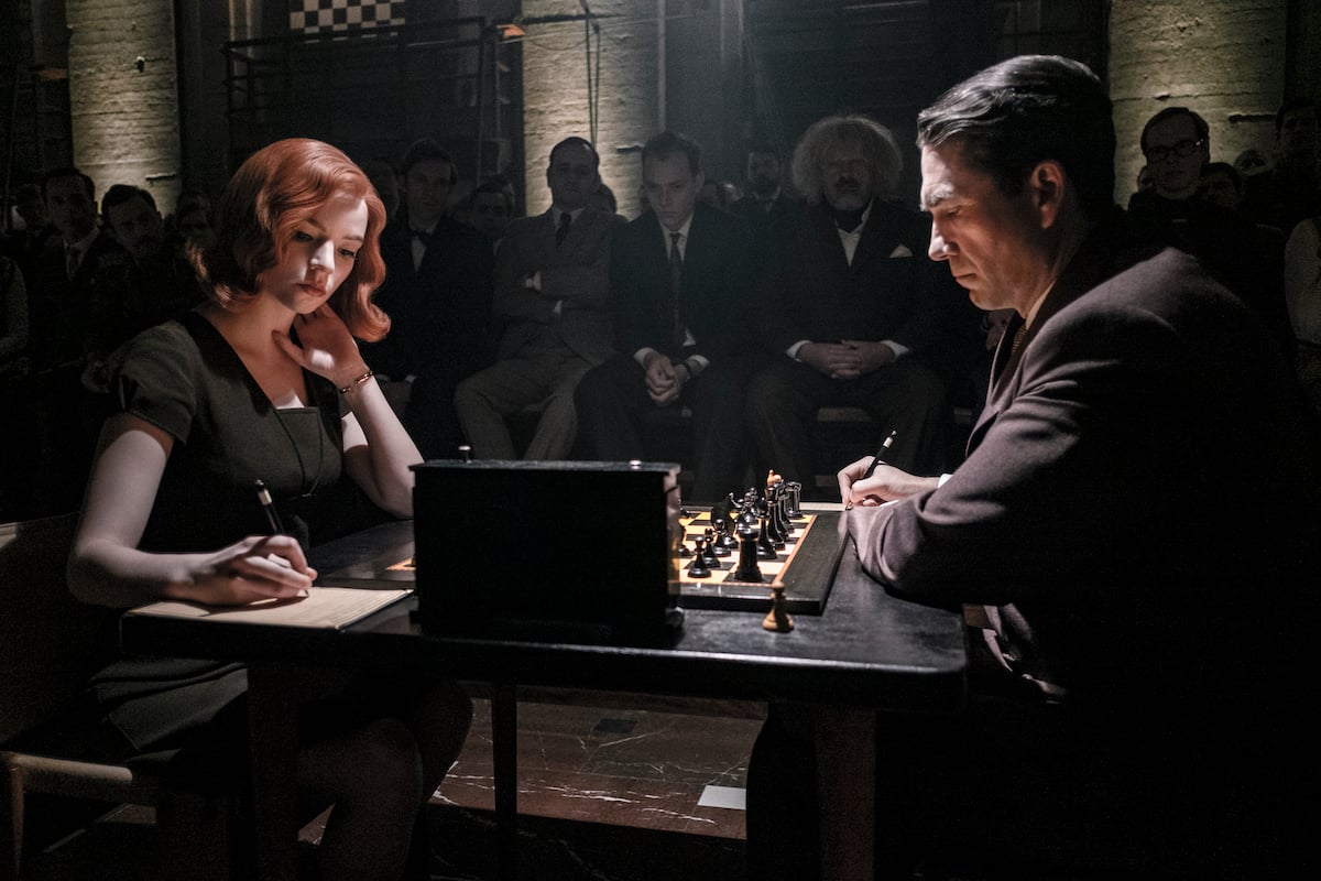 The Queen’s Gambit (L to r) Anya Taylor-Joy as Beth Harmon and Marcin Dorocinski as Vasily Borgov