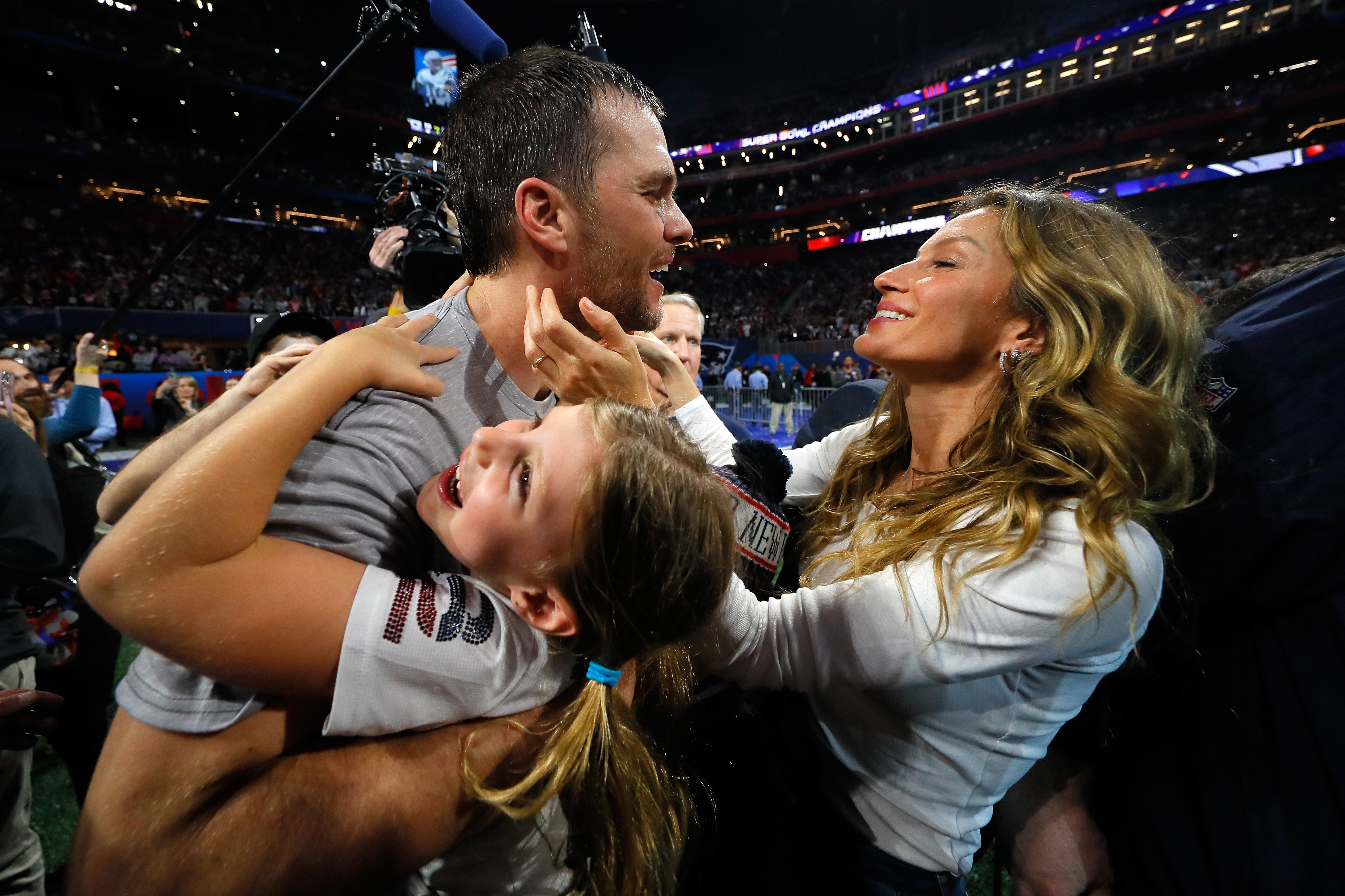 Tom Brady celebrates with family after Super Bowl win