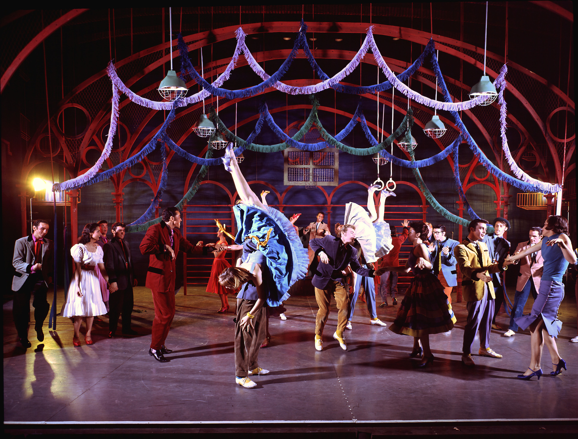 'West Side Story' dance at the gym scene, with actors dancing