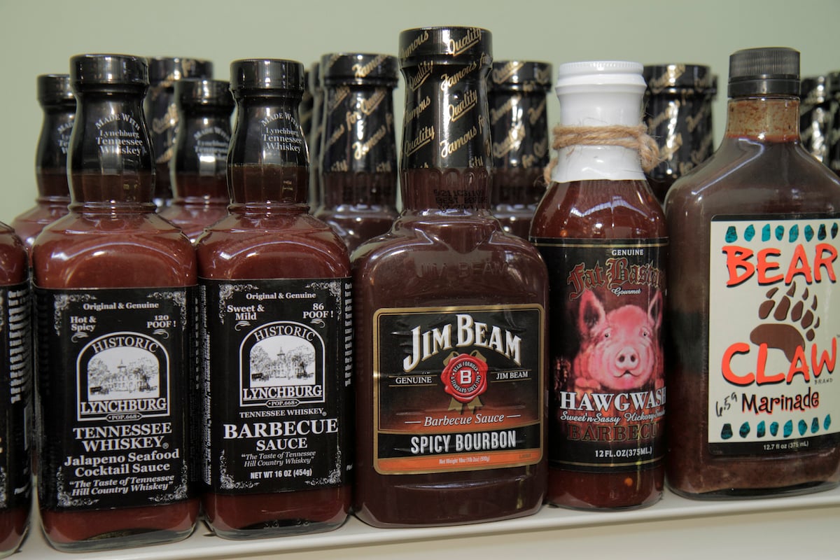 Bottles of barbecue sauce 