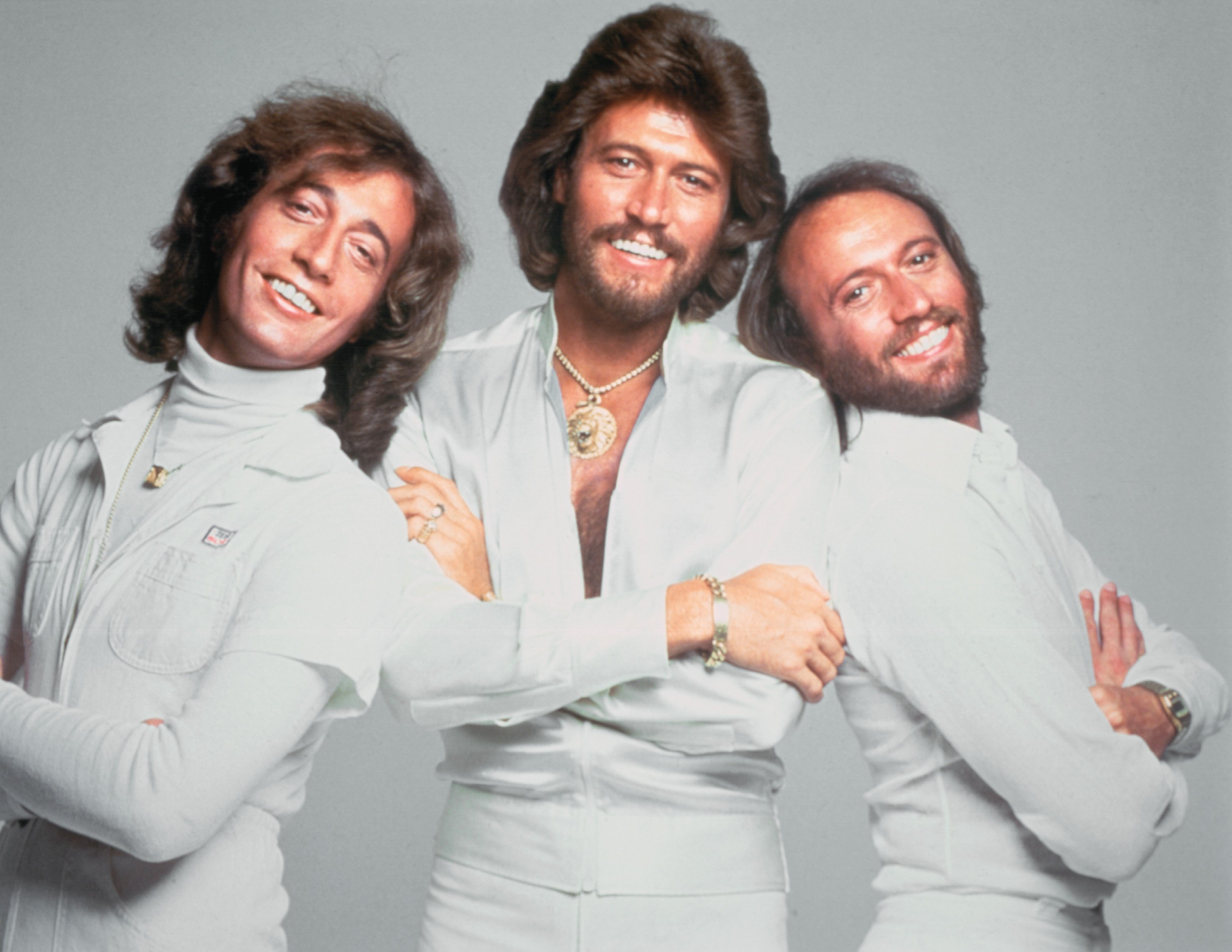 The Bee Gees wearing white