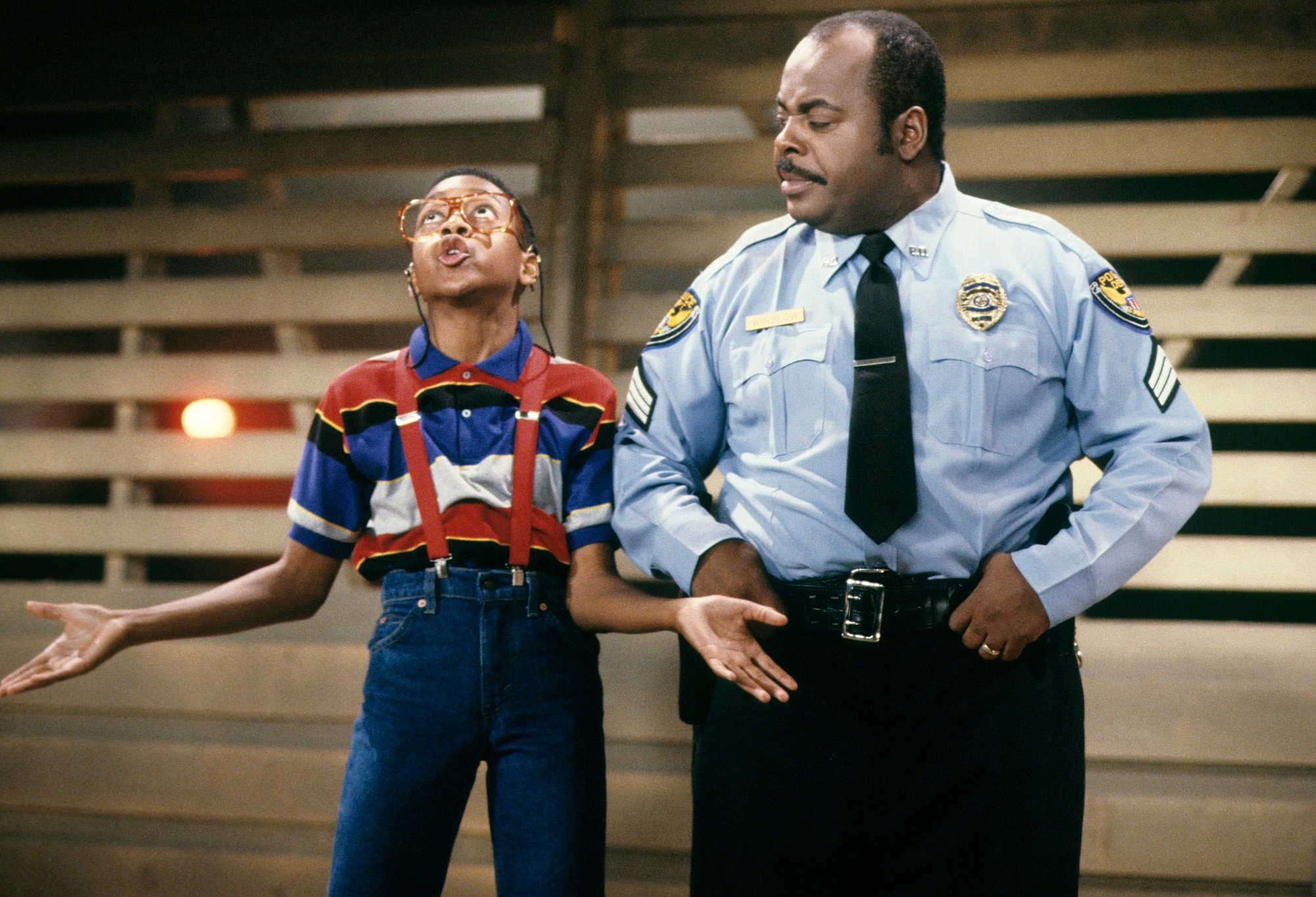 Jaleel White as Steve Urkel and Reginald VelJohnson as Carl Winslow in 'Family Matters'