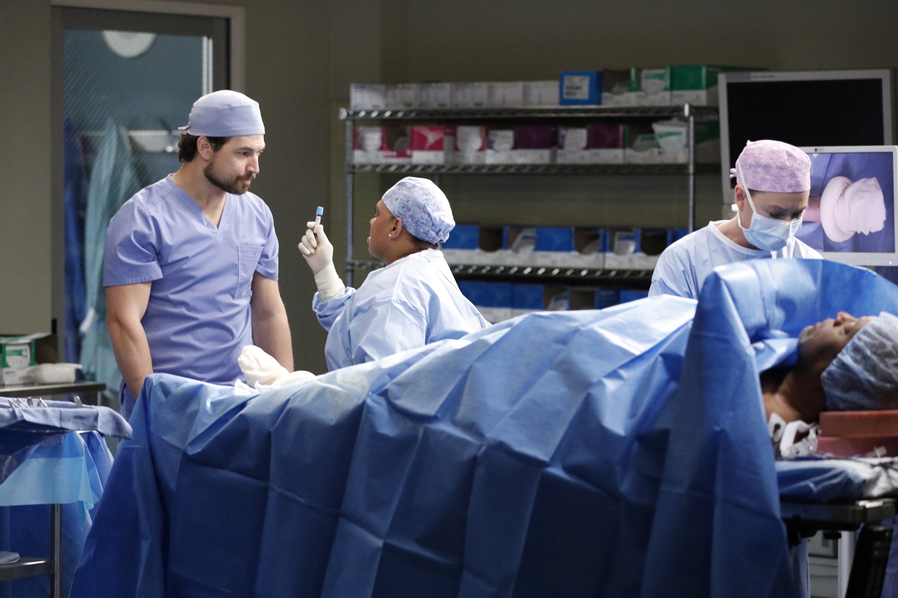 Giacomo Gianniotti and Chandra Wilson on 'Grey's Anatomy'