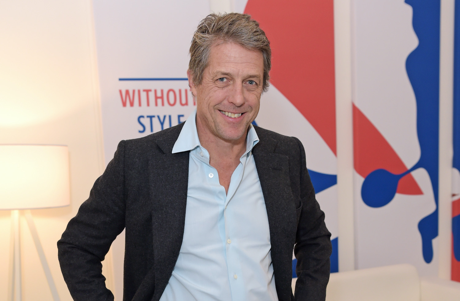 Hugh Grant poses  in the Lacoste VIP Lounge during Semi-Final Day of the 2018 Nitto ATP World Tour Tennis Finals