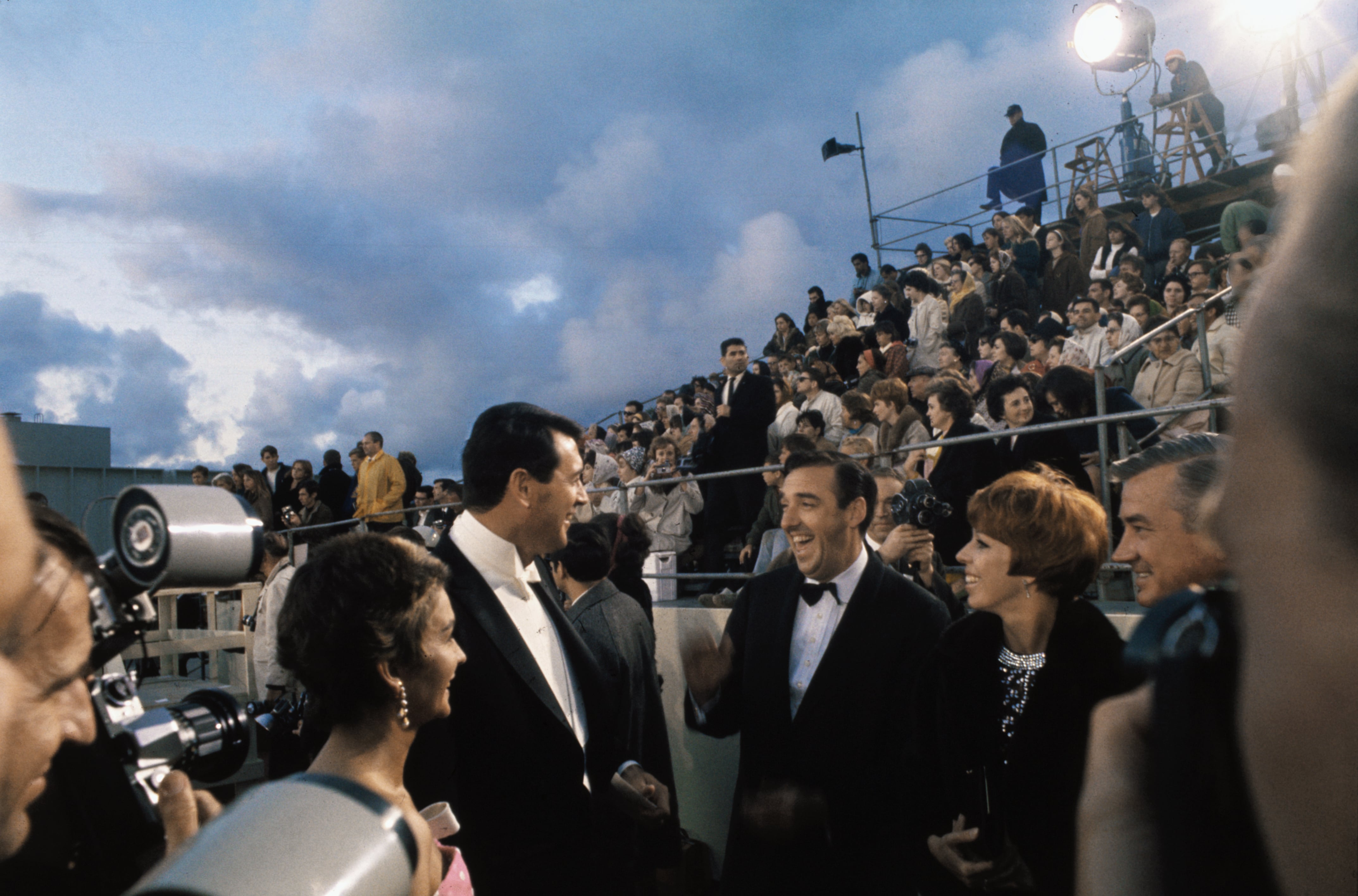 Rock Hudson, Jim Nabors and Carol Burnett at the Academy Awards in 1967