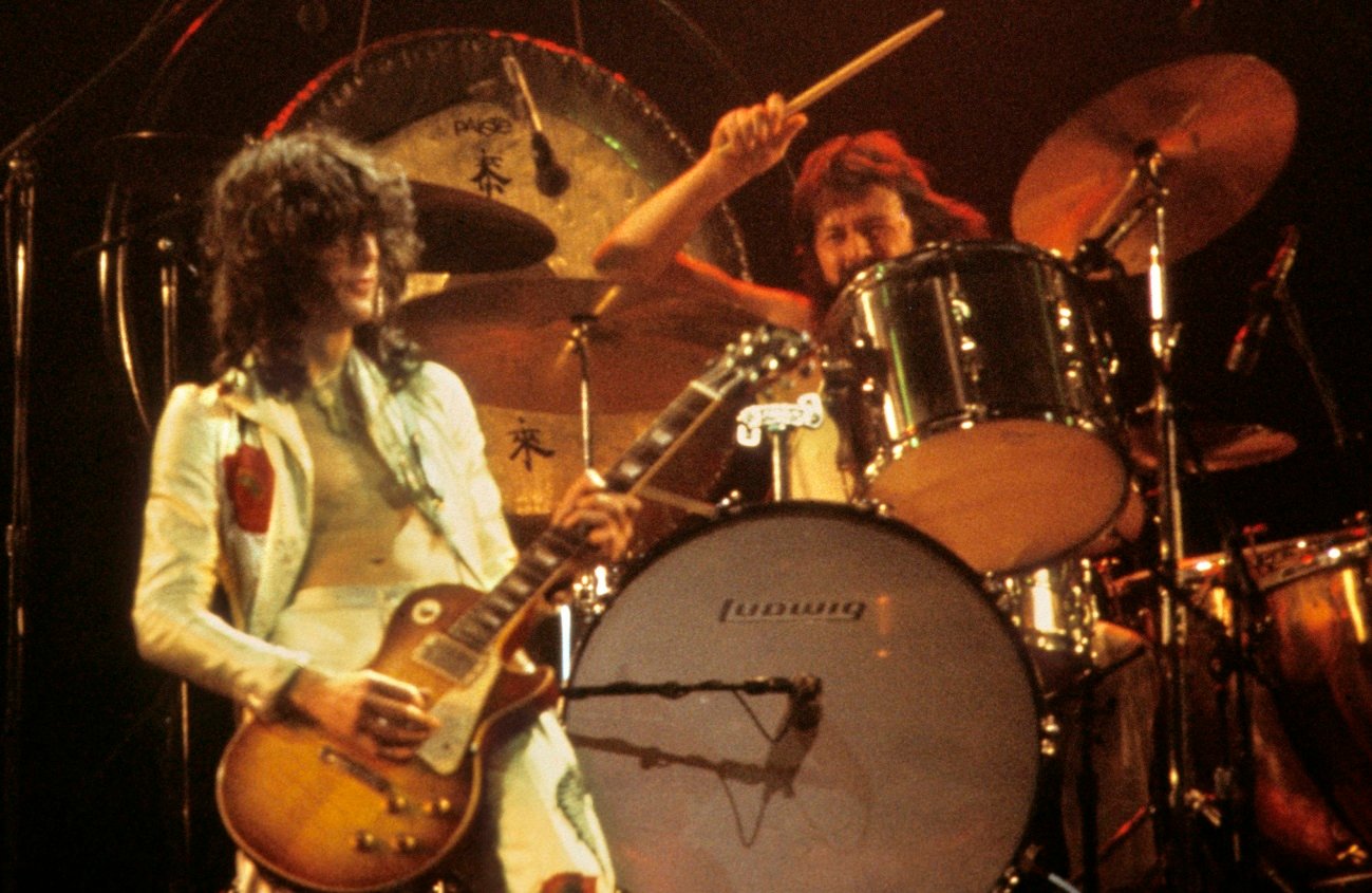 Jimmy Page and John Bonham on stage