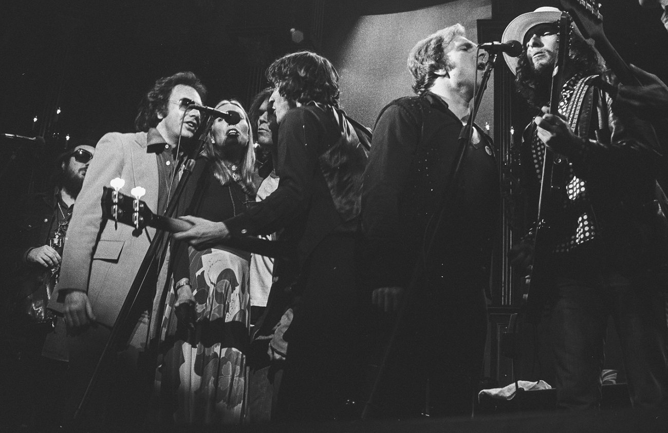 Neil Diamond, Joni Mitchell and others filming 'The Last Waltz'