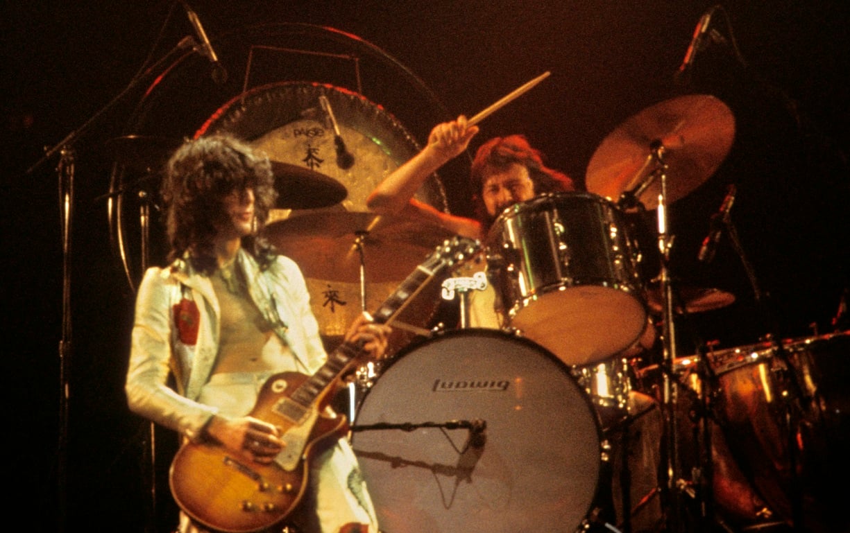 Jimmy Page and John Bonham on stage