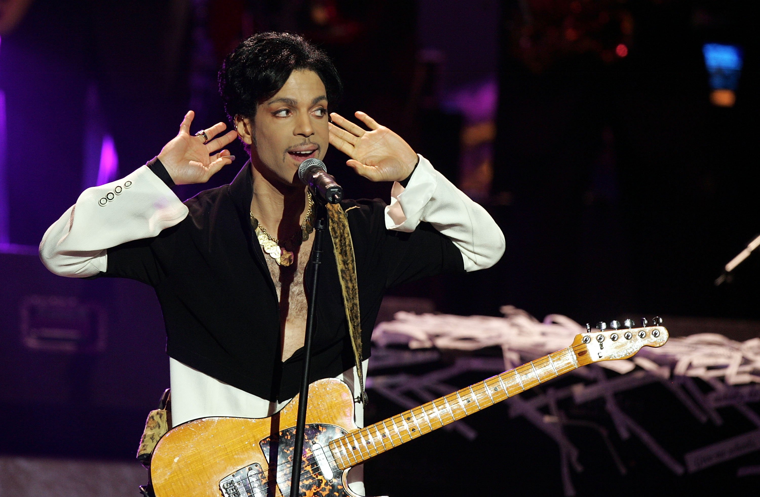 Prince with a guitar