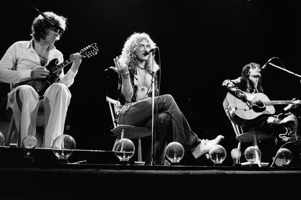 Led Zeppelin on stage in '75
