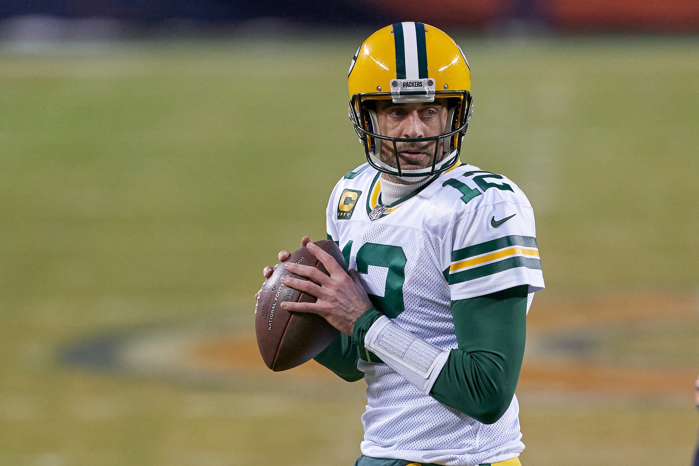 Aaron Rodgers during a game between the Chicago Bears and the Green Bay Packers