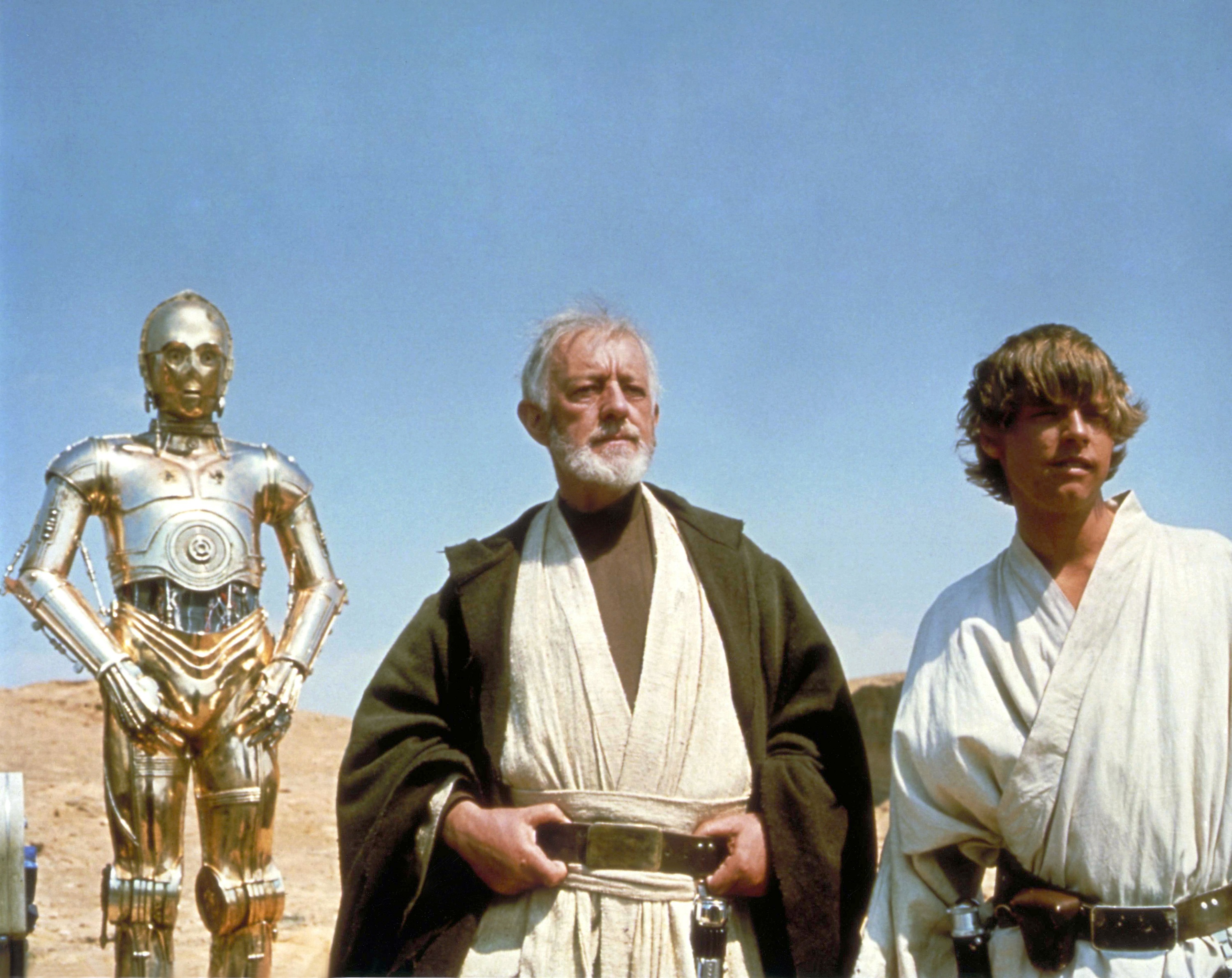 'Star Wars' actors Anthony Daniels, Alec Guinness, and Mark Hamill