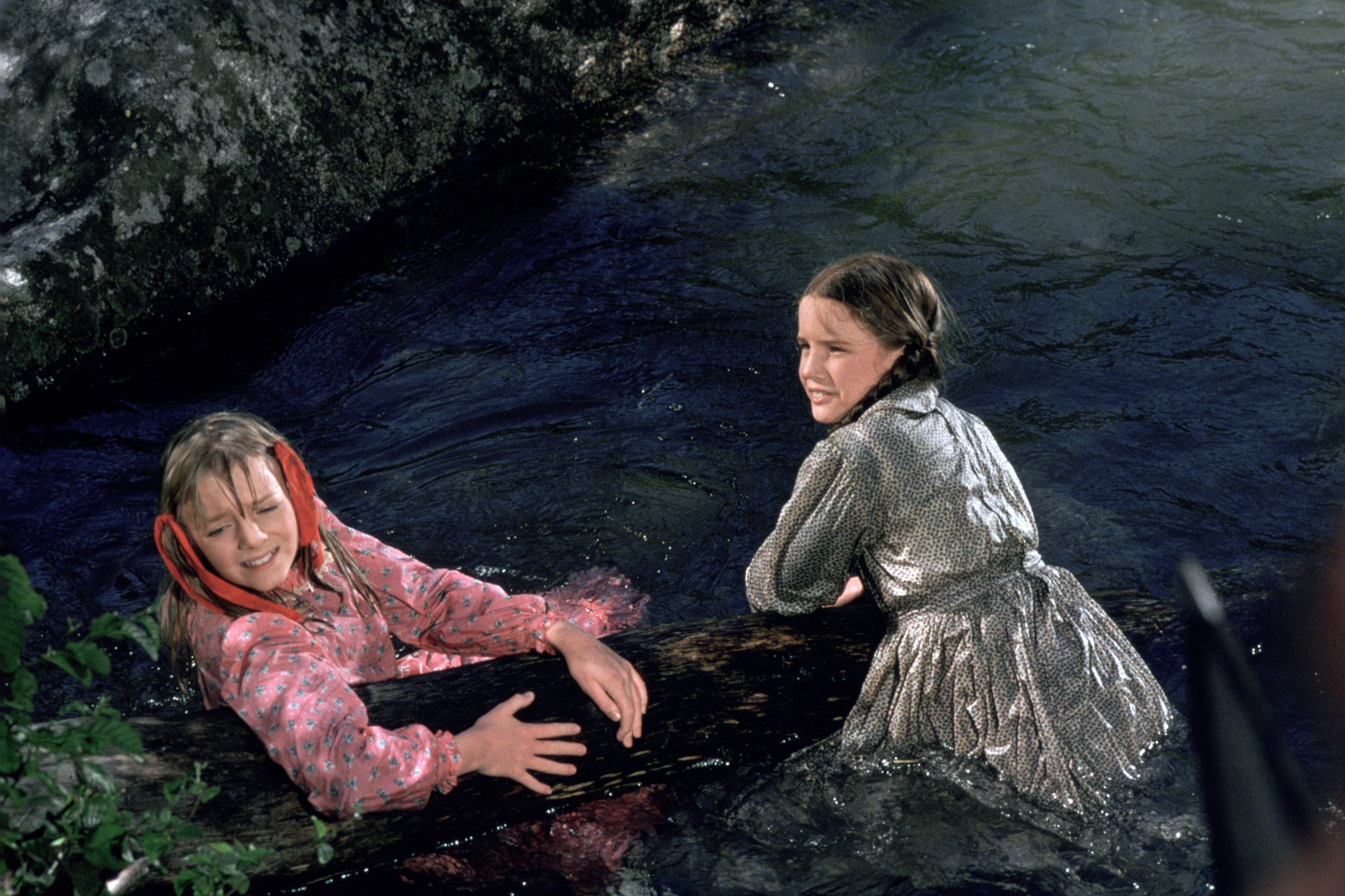 "The Campout" Episode 9 -- Aired 11/19/1975 -- Pictured: (l-r) Alison Arngrim as Nellie Oleson, Melissa Gilbert as Laura Ingalls Wilder