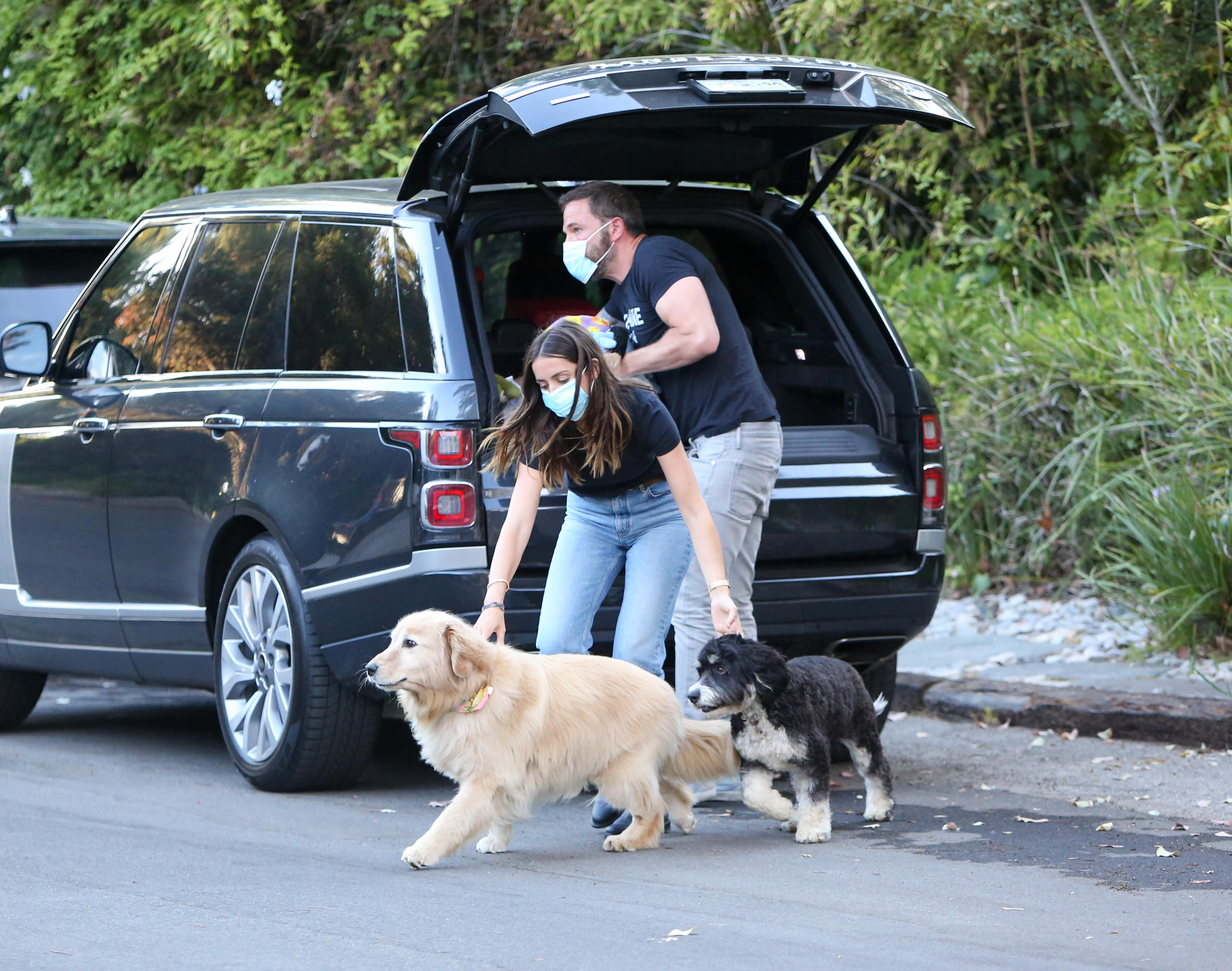 Ana de Armas and Ben Affleck dogs in August