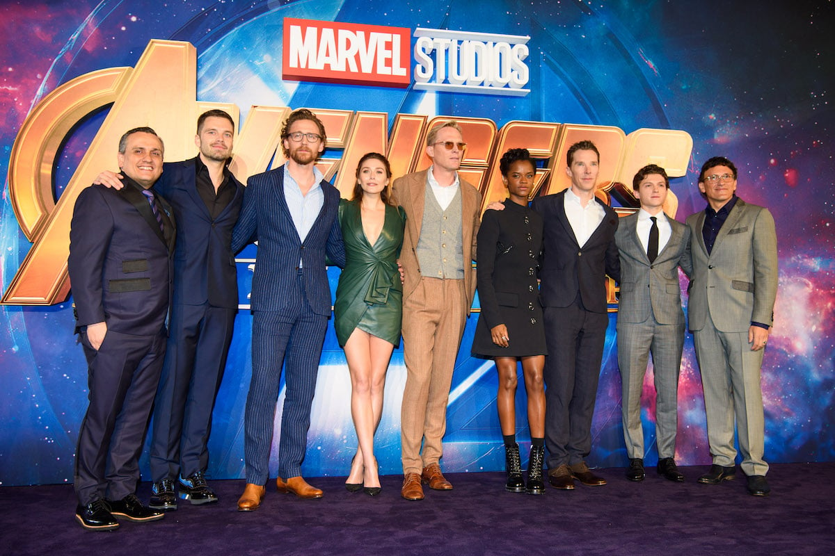 Joe Russo, Sebastian Stan, Tom Hiddleston, Elizabeth Olsen, Paul Bettany, Letitia Wright, Benedict Cumberbatch, Tom Holland, and Anthony Russo