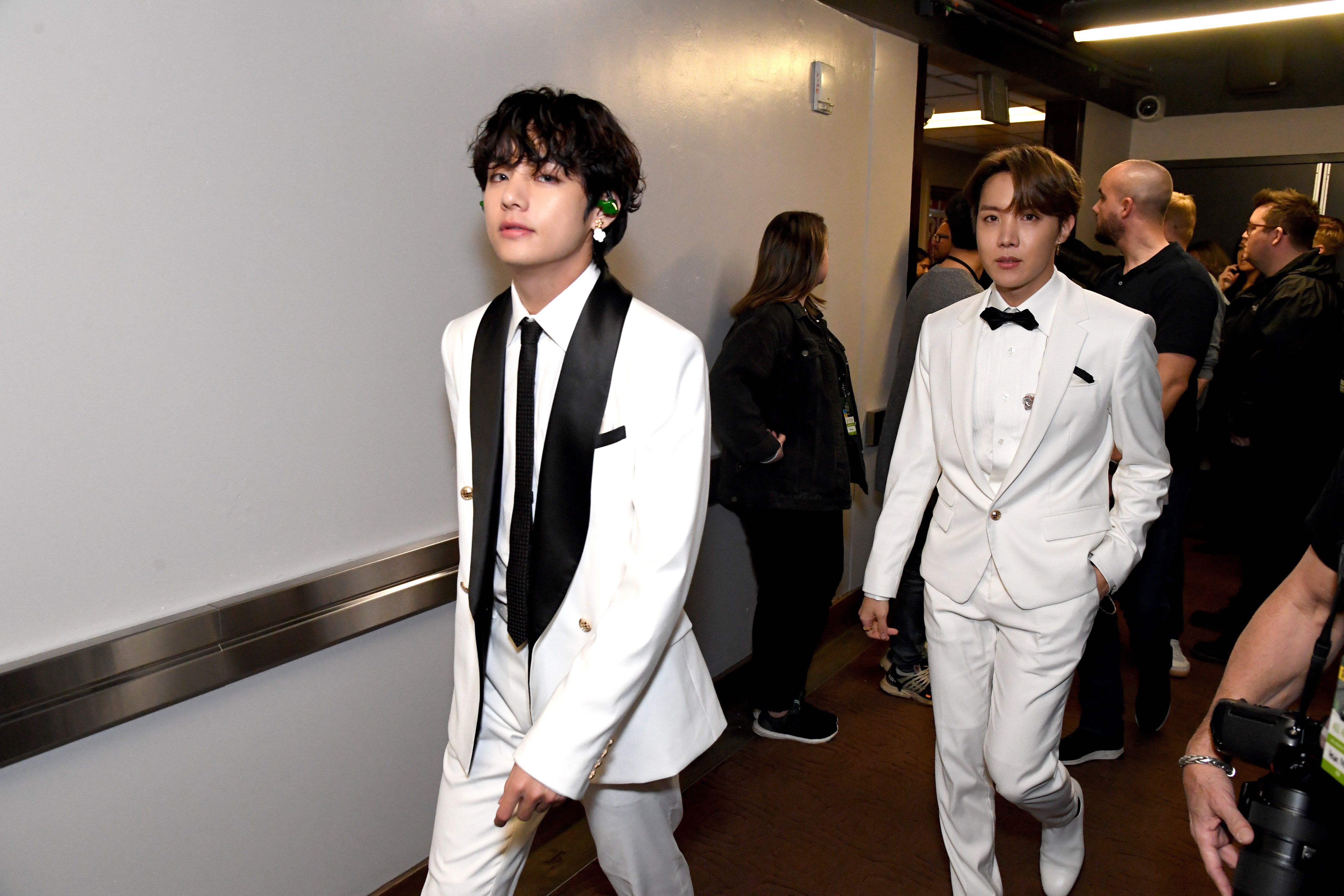 V and J-Hope of BTS attend 102.7 KIIS FM's Jingle Ball 2019