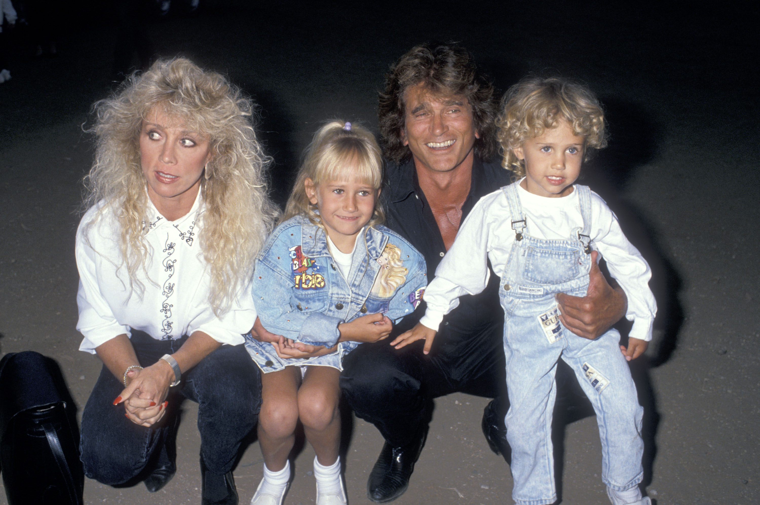 MALIBU,CA - JULY 29: Actor Michael Landon, wife Cindy Landon, daughter Jennifer Landon and son Sean Landon attend the Third Annual Moonlight Roundup Extravaganza to Benefit Free Arts for Abused Children on July 29, 1989 at the Calamigos Ranch in Malibu, California.