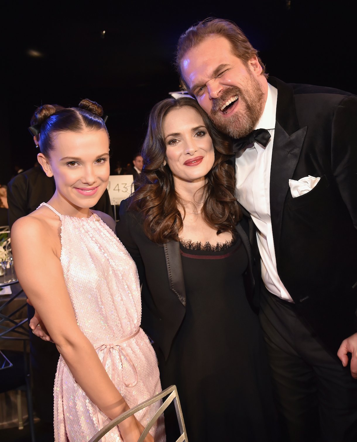 Millie Bobby Brown, Winona Ryder and David Harbour