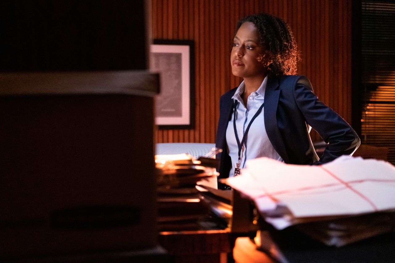 Devyn Tyler on the set of 'Clarice' | Brooke Palmer/CBS via Getty Images