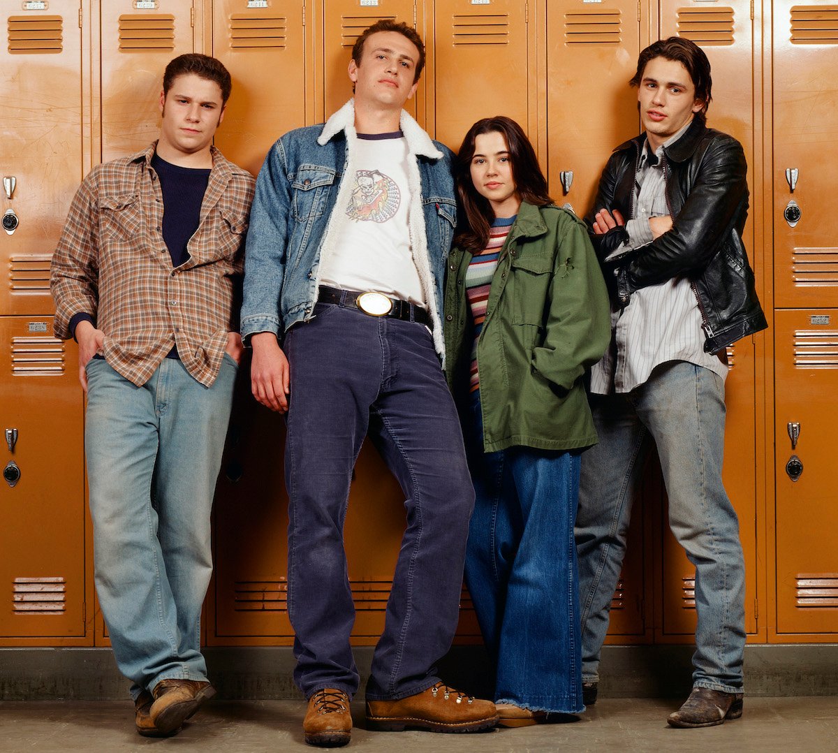 (l-r) Seth Rogen as Ken Miller, Jason Segel as Nick Andopolis, Linda Cardellini as Lindsay Weir, and James Franco as Daniel Desarion | Chris Haston/NBC/NBCU Photo Bank