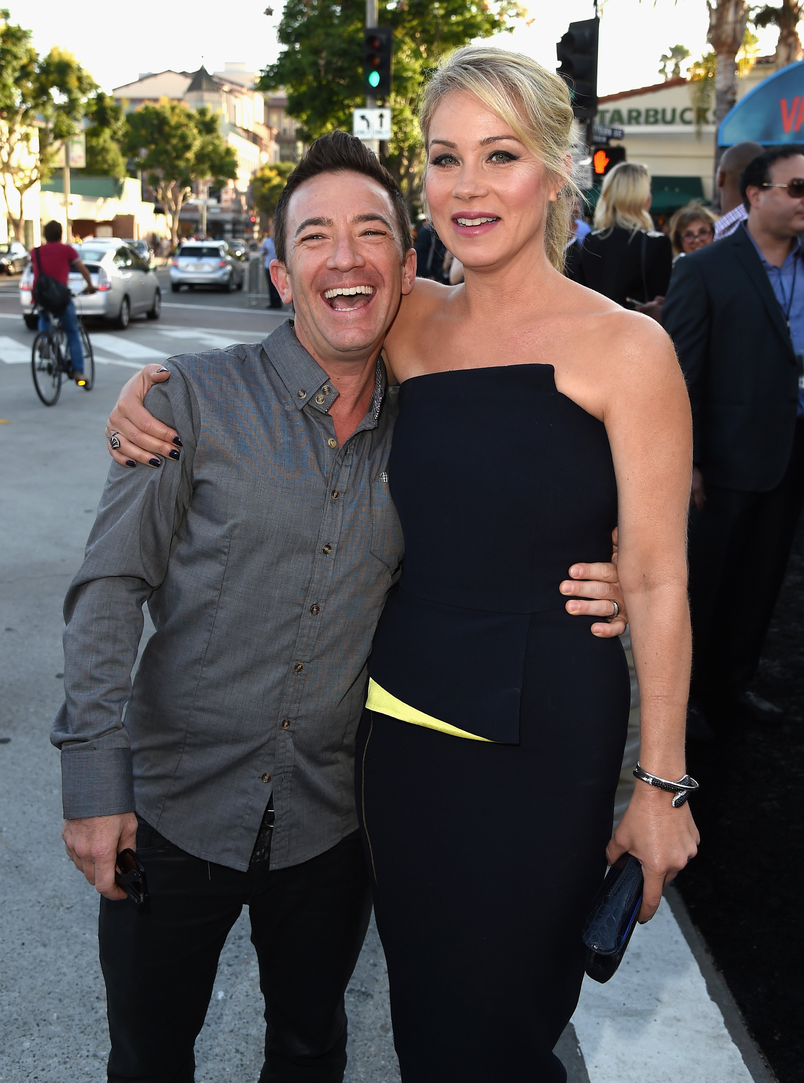 David Faustino and Christina Applegate attend the premiere of 'Vacation'