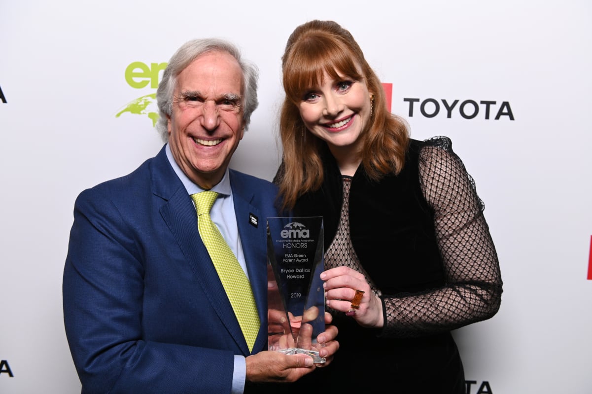 Bryce Dallas Howard, right, with her godfather, actor Henry Winkler