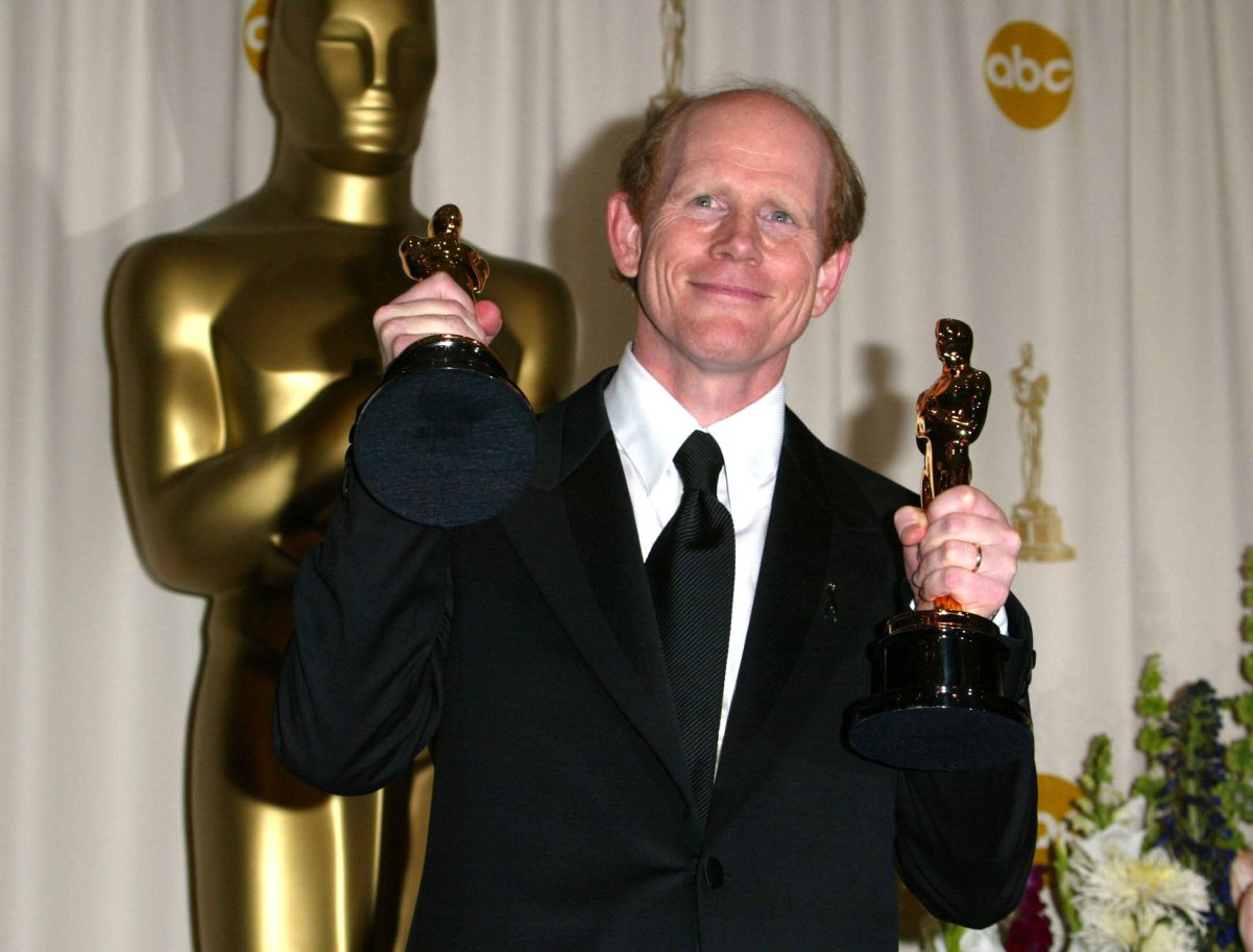 Ron Howard with his 2002 Best Director Oscar for 'A Beautiful Mind'
