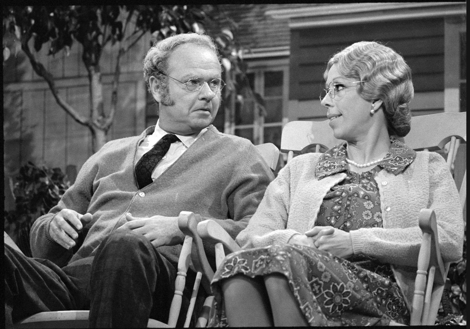 Harvey Korman, left, with Carol Burnett in a scene from 'The Carol Burnett Show'