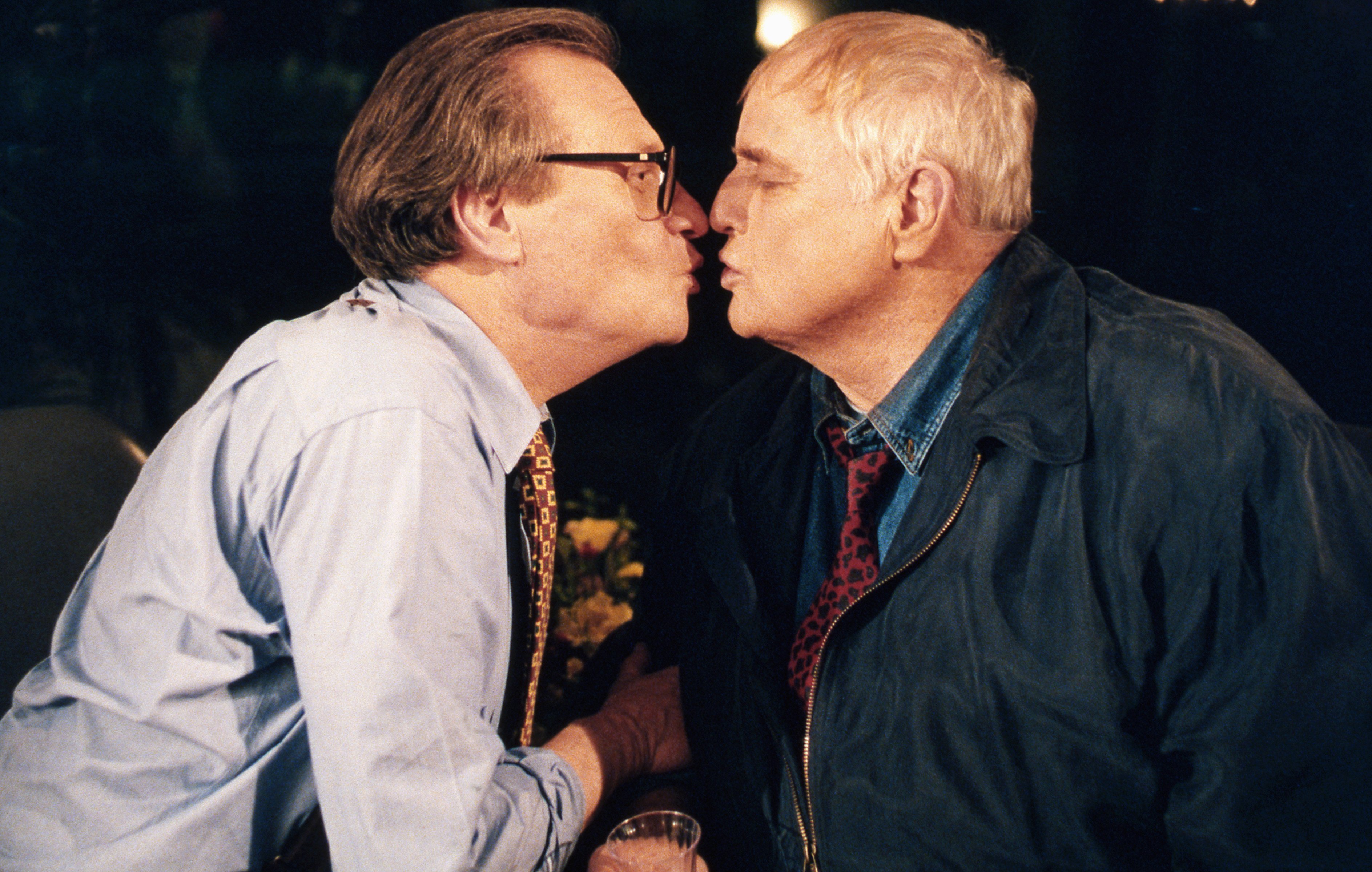 Larry King, left, with Marlon Brando, 1994