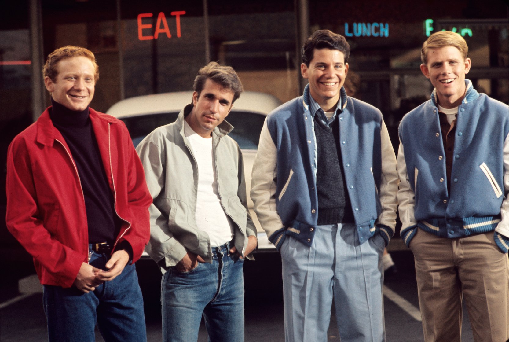 Ron Howard, Anson Williams, Donny Most, and Henry Winkler on 'Happy Days' 