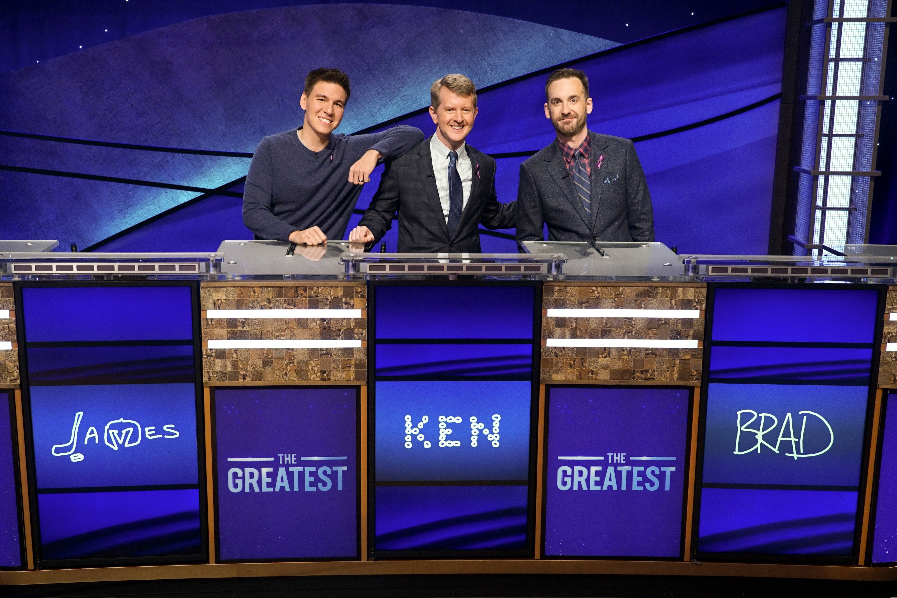 James Holzhauer, Ken Jennings, and Brad Rutter of 'Jeopardy!: The Greatest of All Time' Tournament
